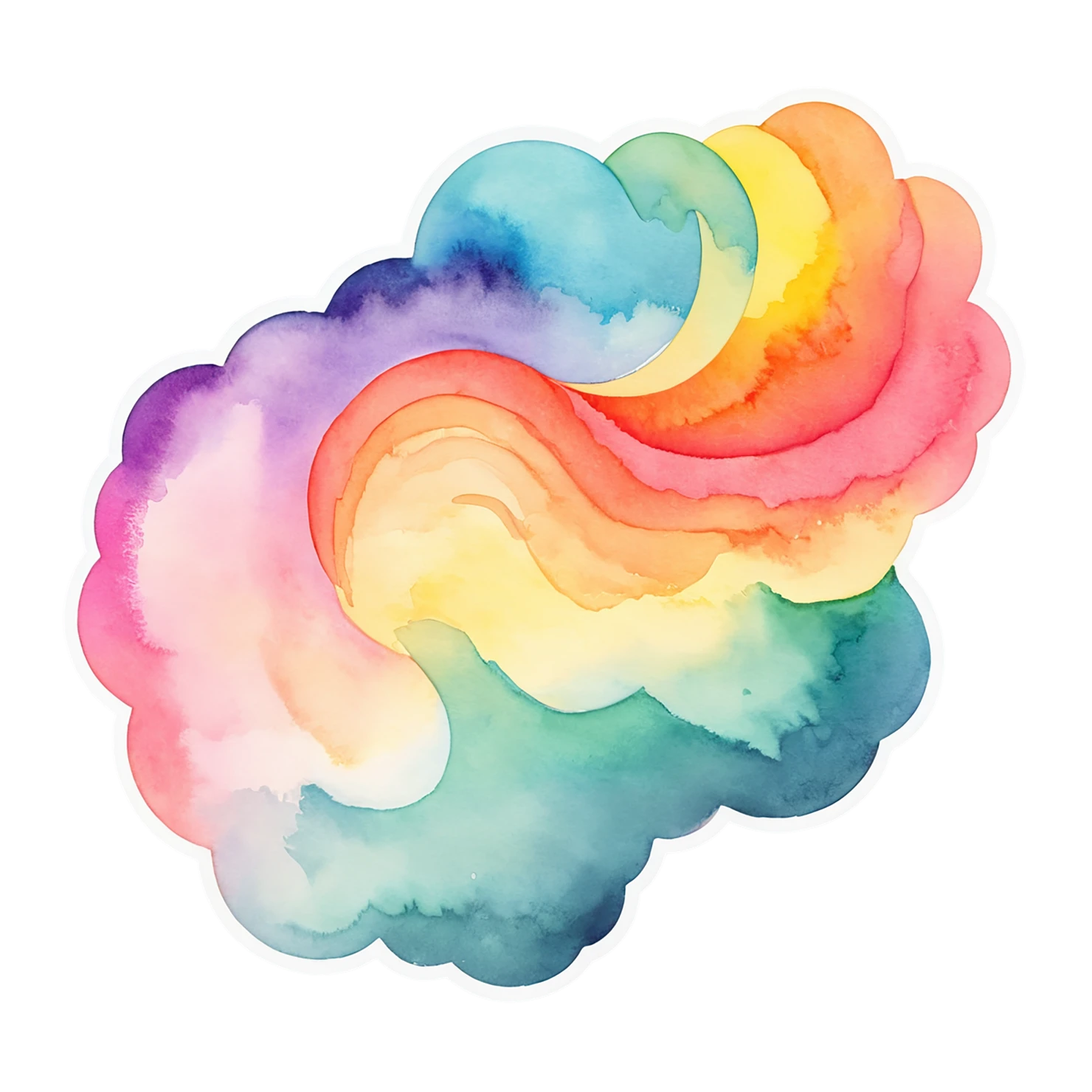 Rainbow watercolor sticker isolated on transparent background #21458