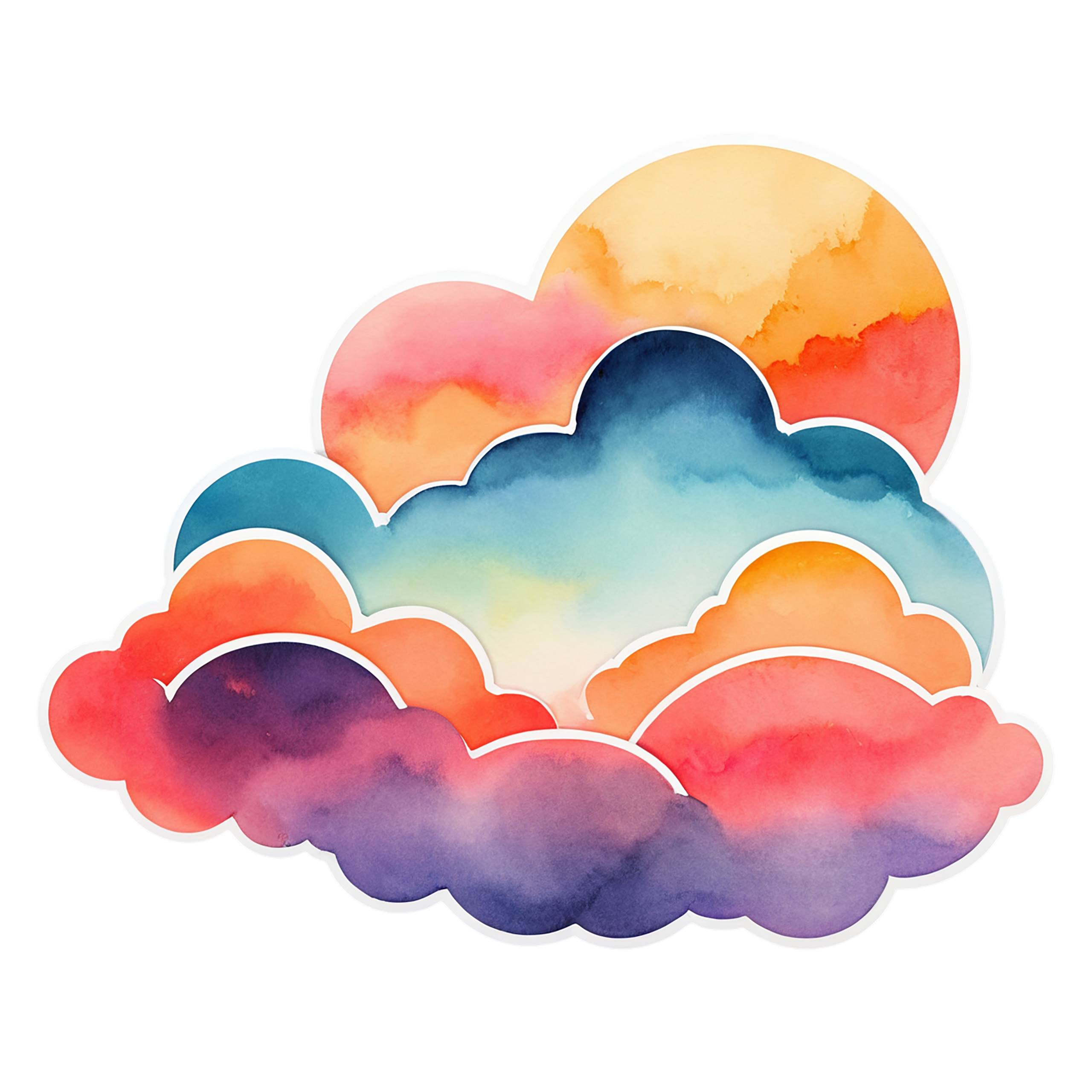 Sunset watercolor sticker isolated on transparent background #22530