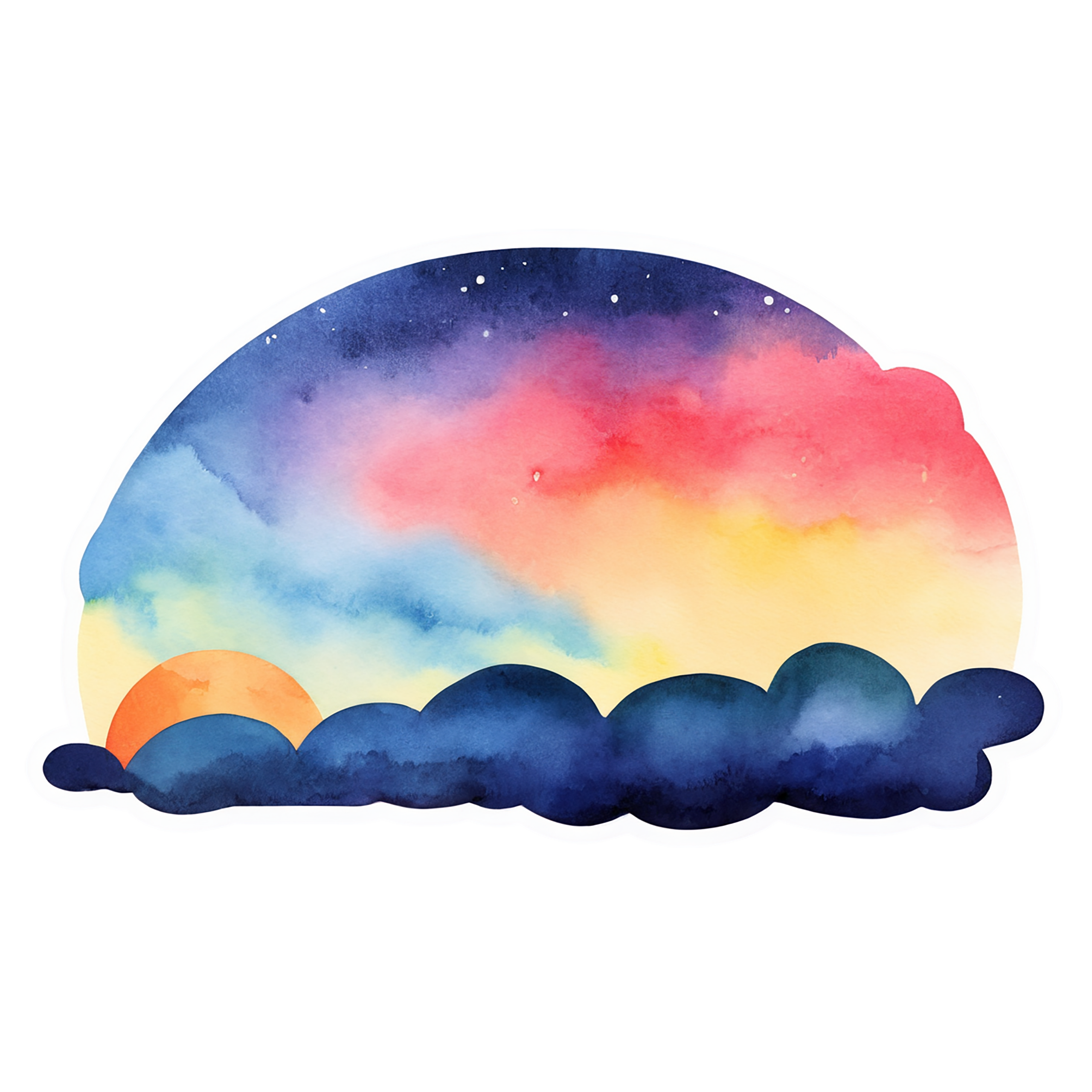 Sunset watercolor sticker isolated on transparent background #22567