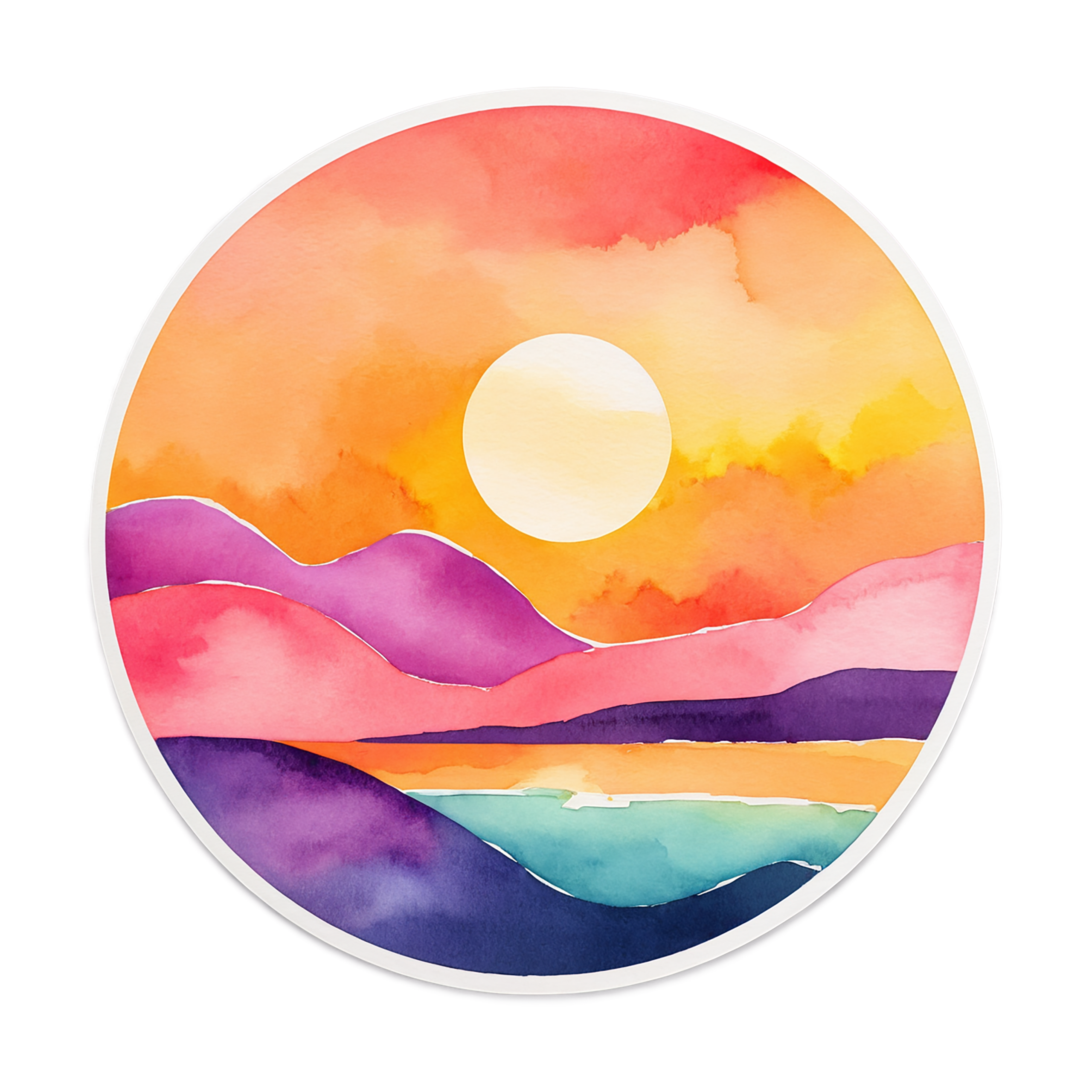 Sunset watercolor sticker isolated on transparent background #22578