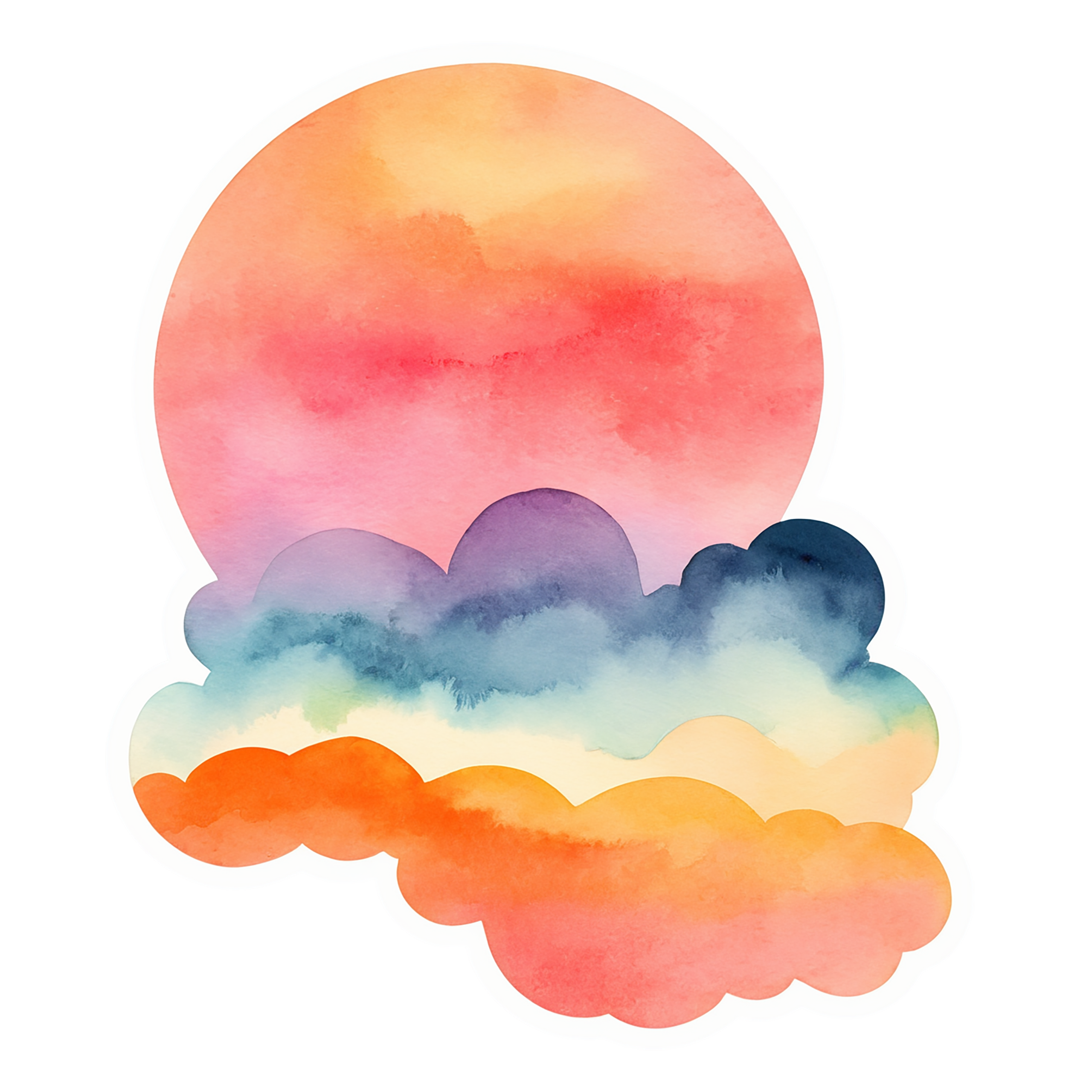 Sunset watercolor sticker isolated on transparent background #22584