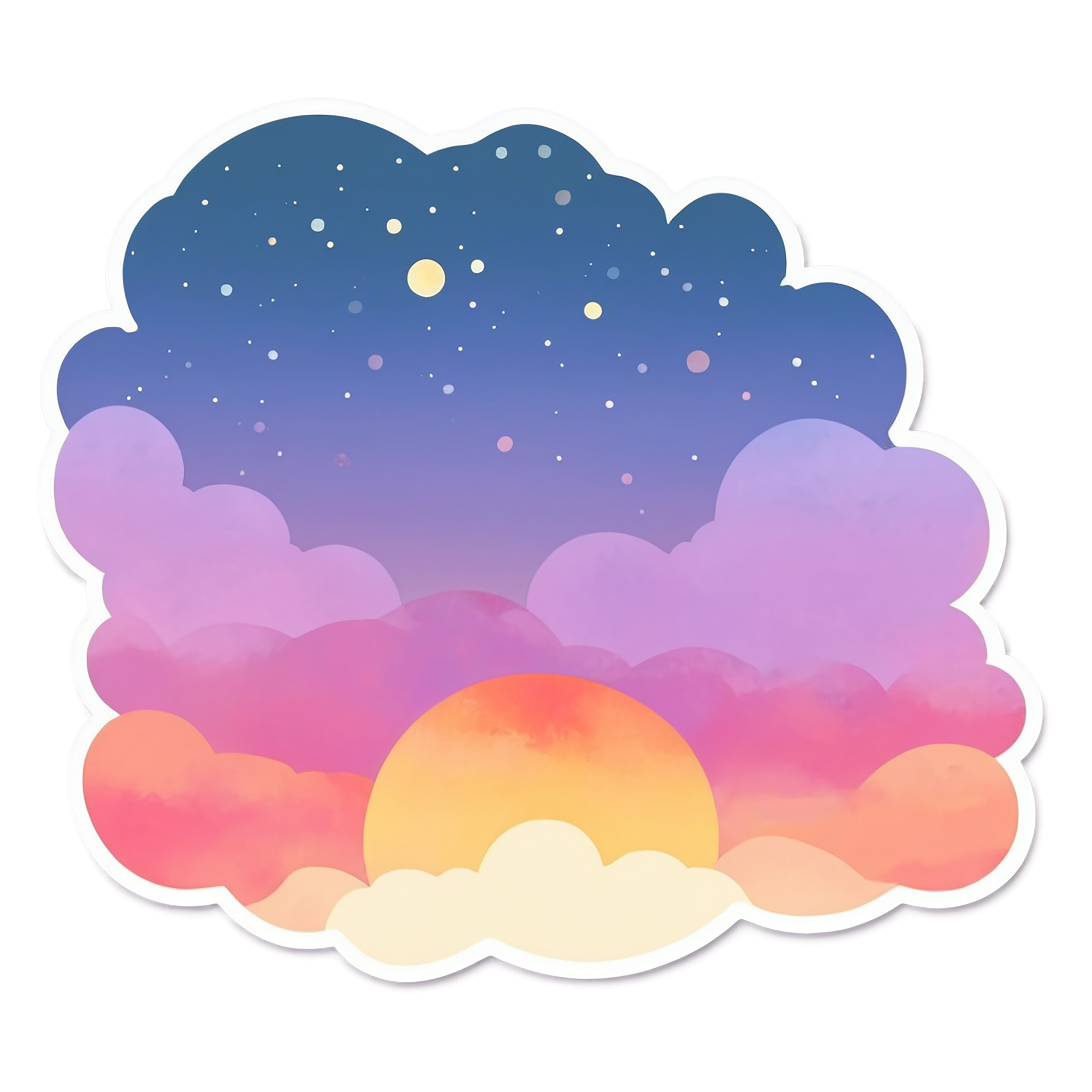 Sunset watercolor sticker isolated on transparent background #22585