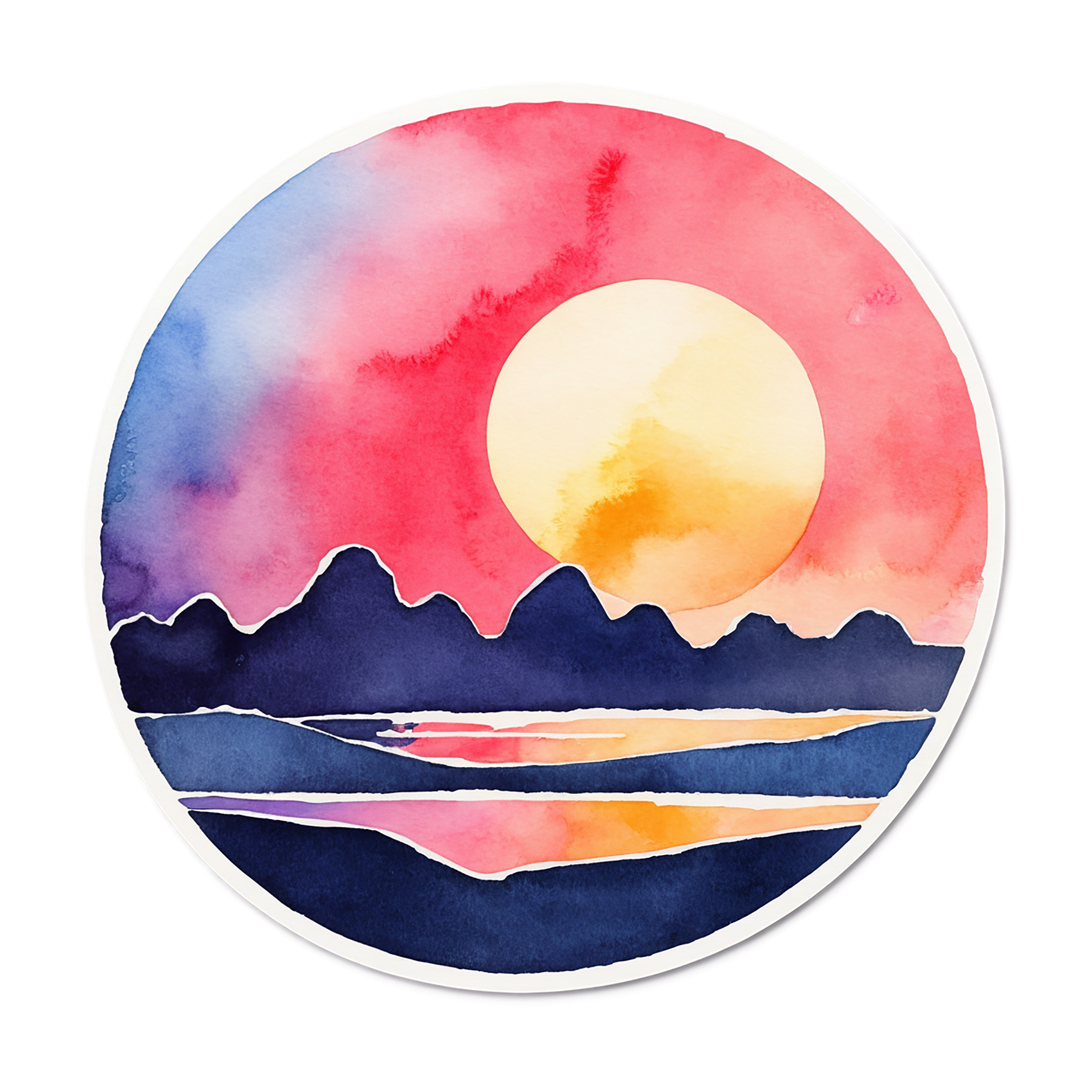 Sunset watercolor sticker isolated on transparent background #22586