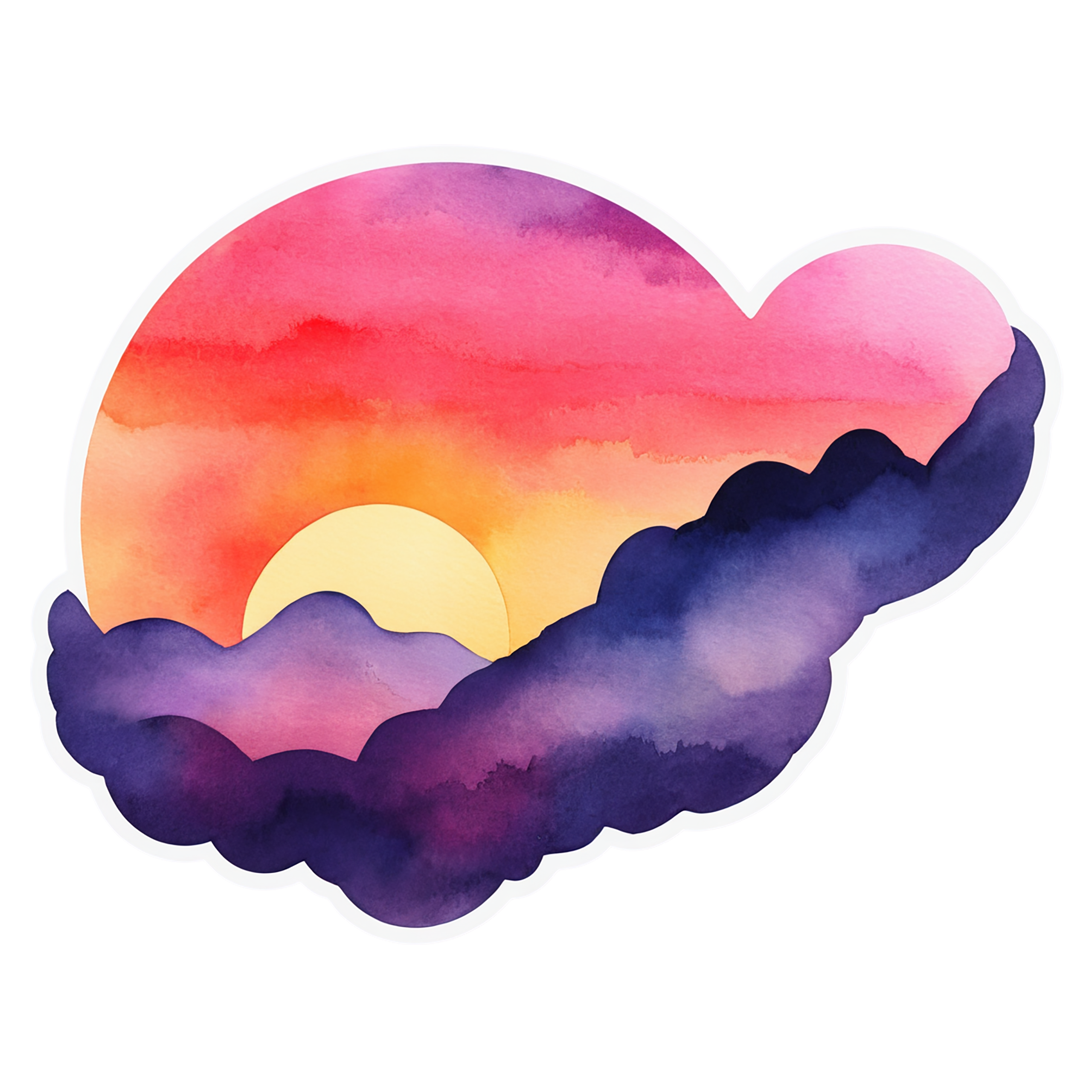 Sunset watercolor sticker isolated on transparent background #22735