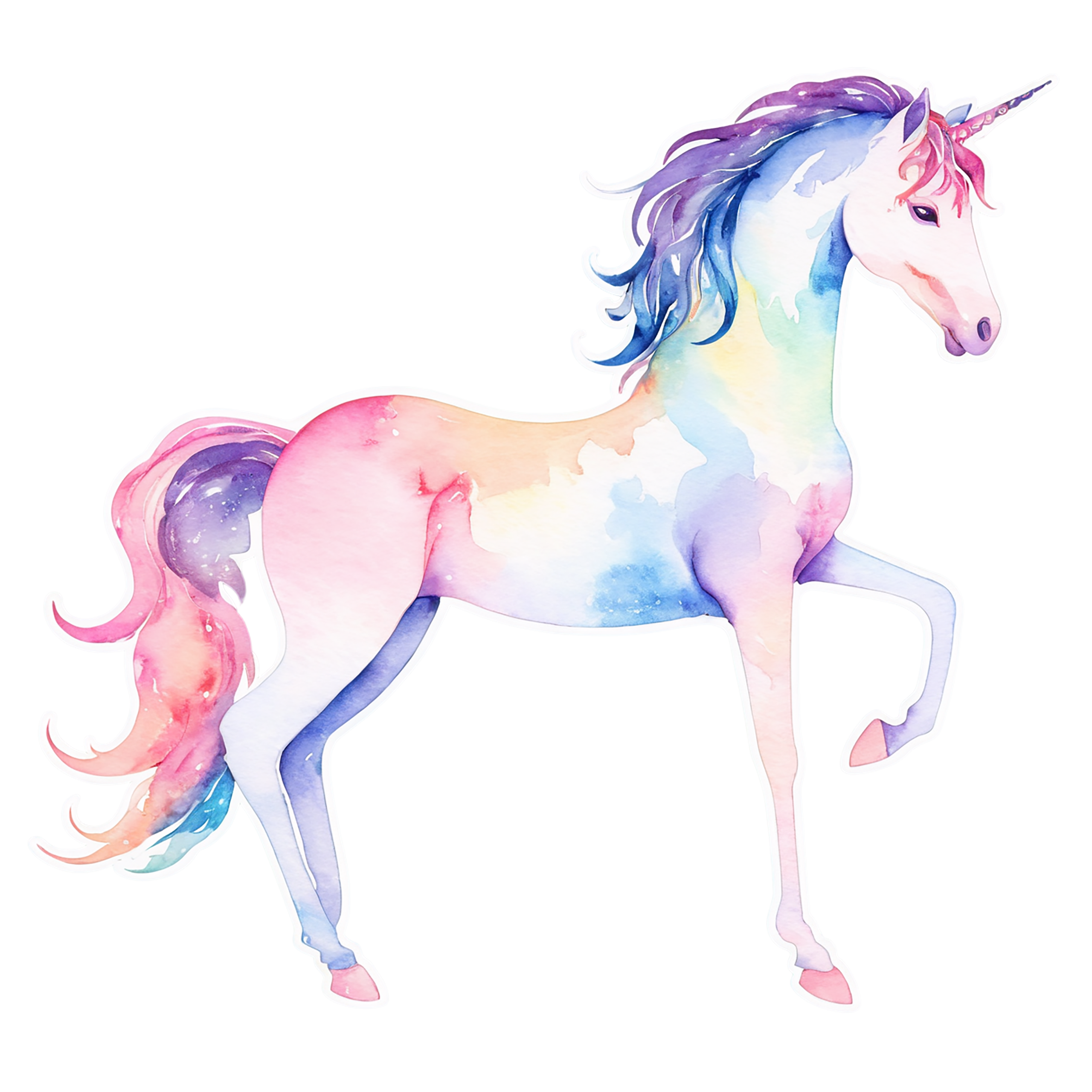 Unicorn watercolor sticker isolated on transparent background #22968