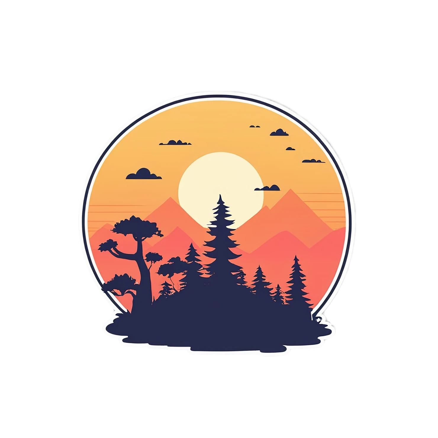 Sunset cute sticker isolated on transparent background #22124