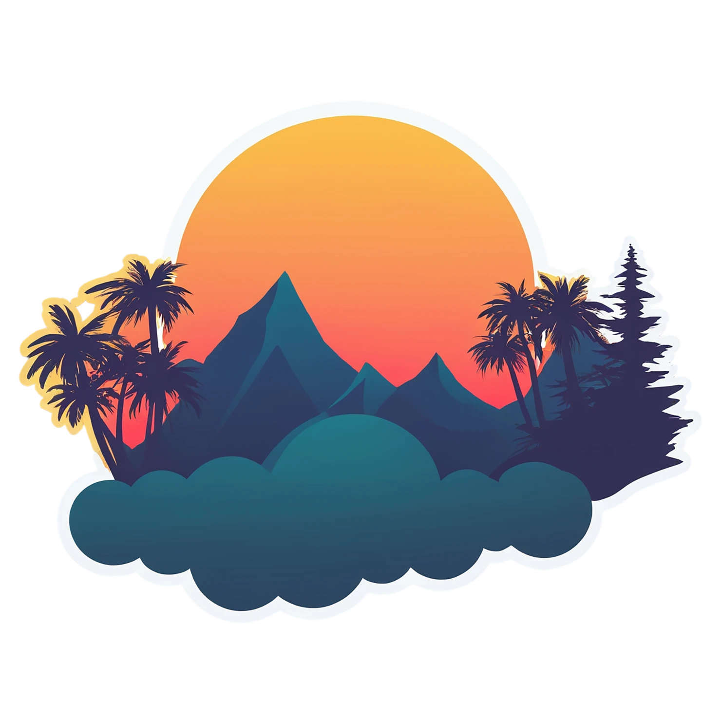Sunset cute sticker isolated on transparent background #22135