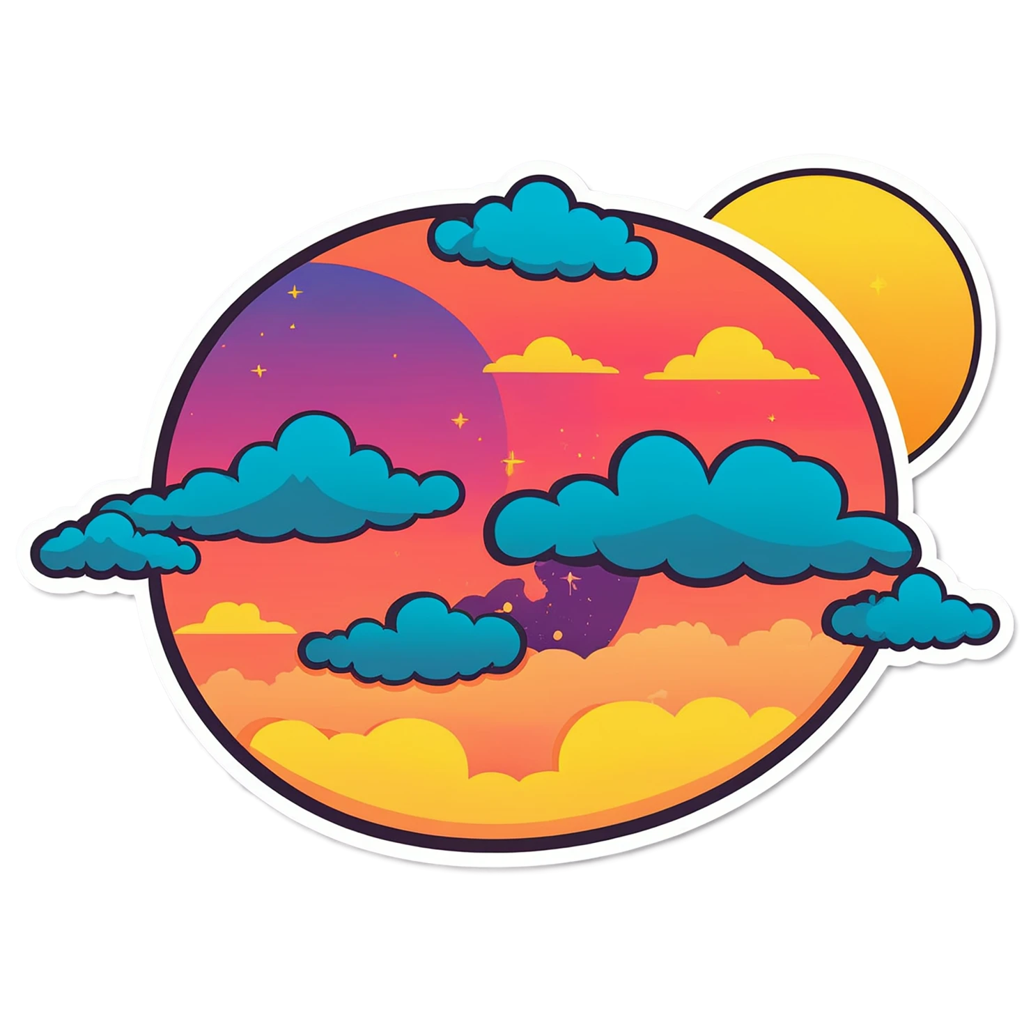 Sunset cute sticker isolated on transparent background #22143