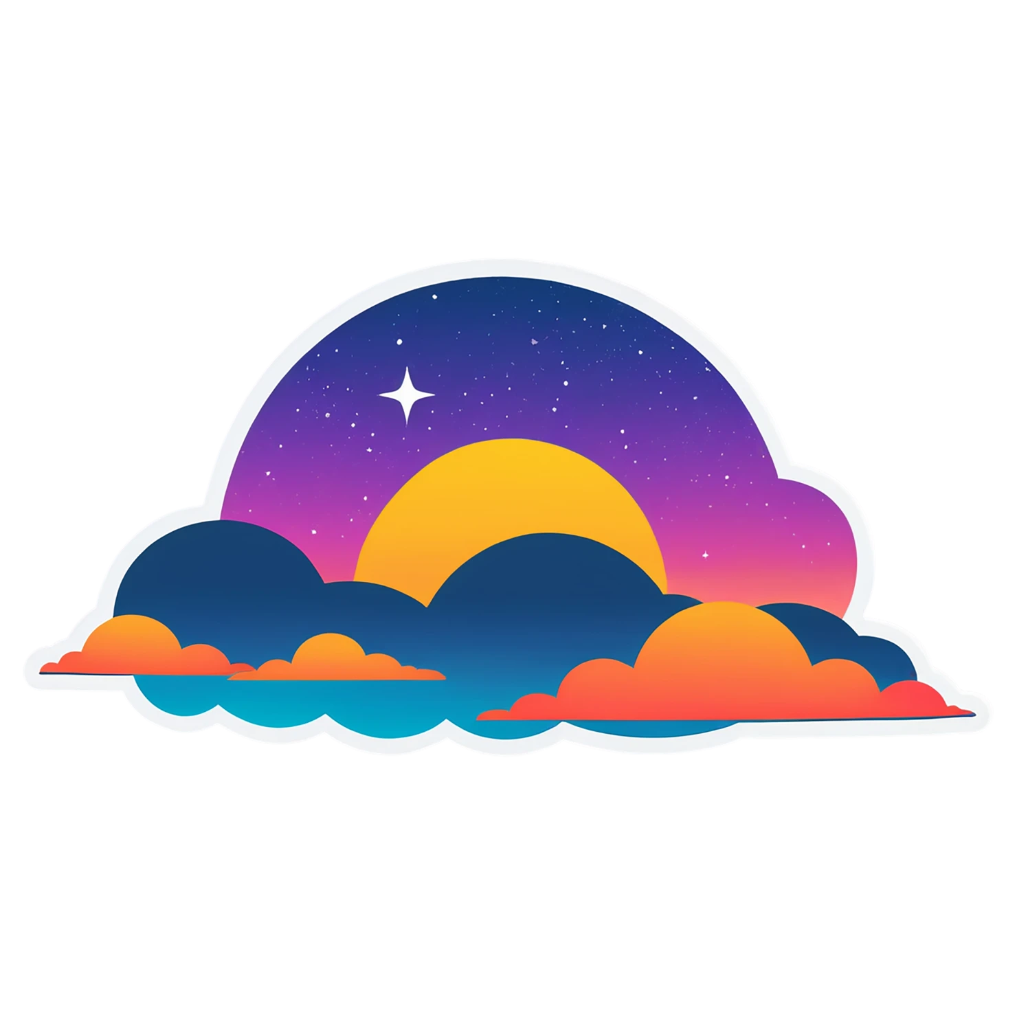 Sunset cute sticker isolated on transparent background #22144