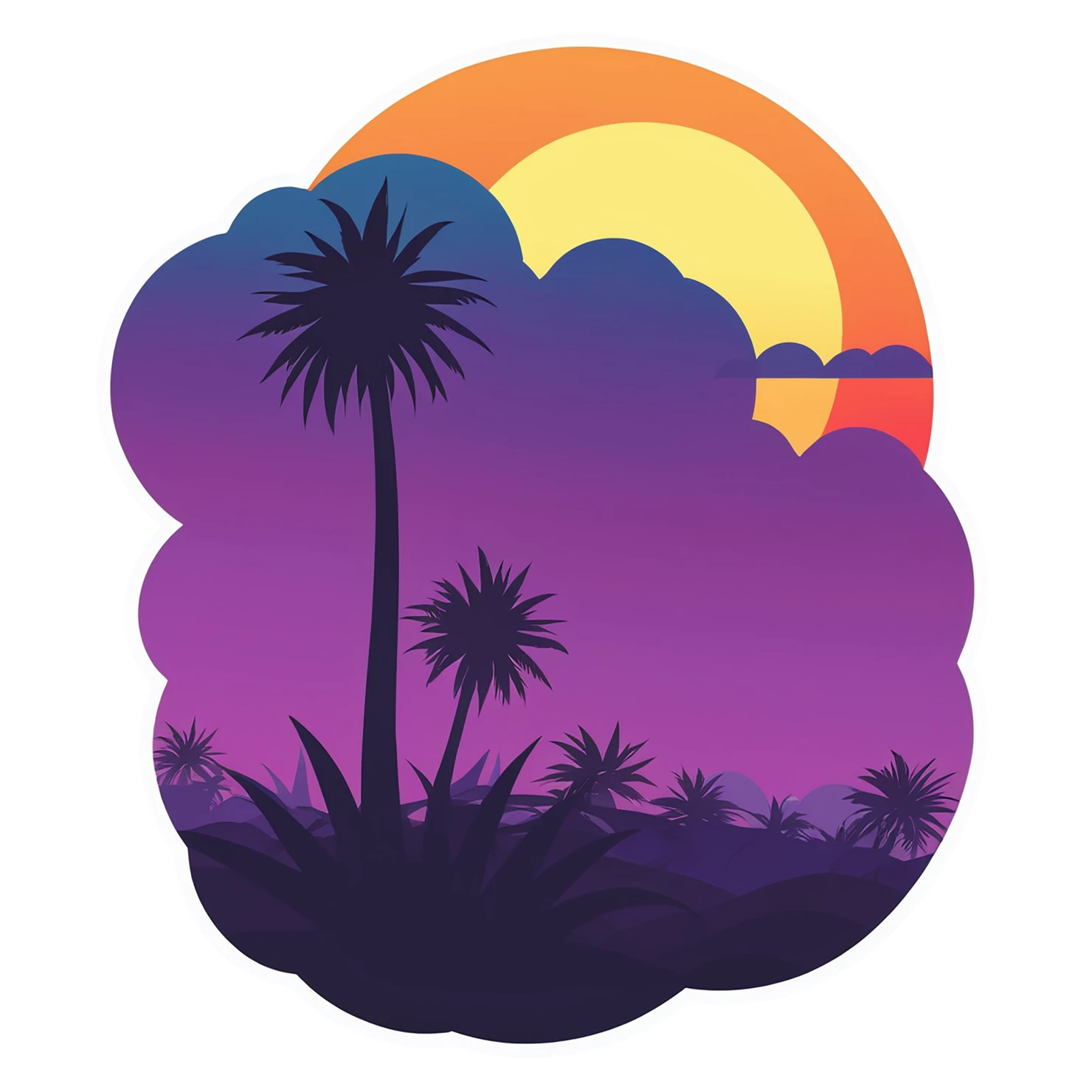 Sunset cute sticker isolated on transparent background #22149