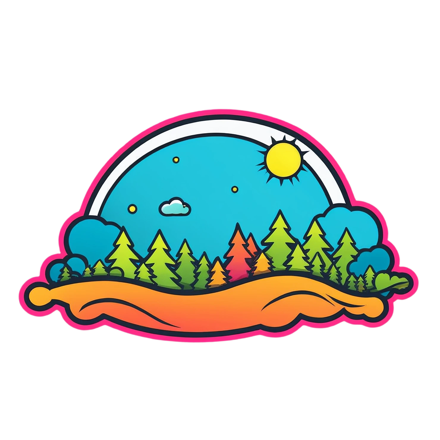 Sunset cute sticker isolated on transparent background #22155