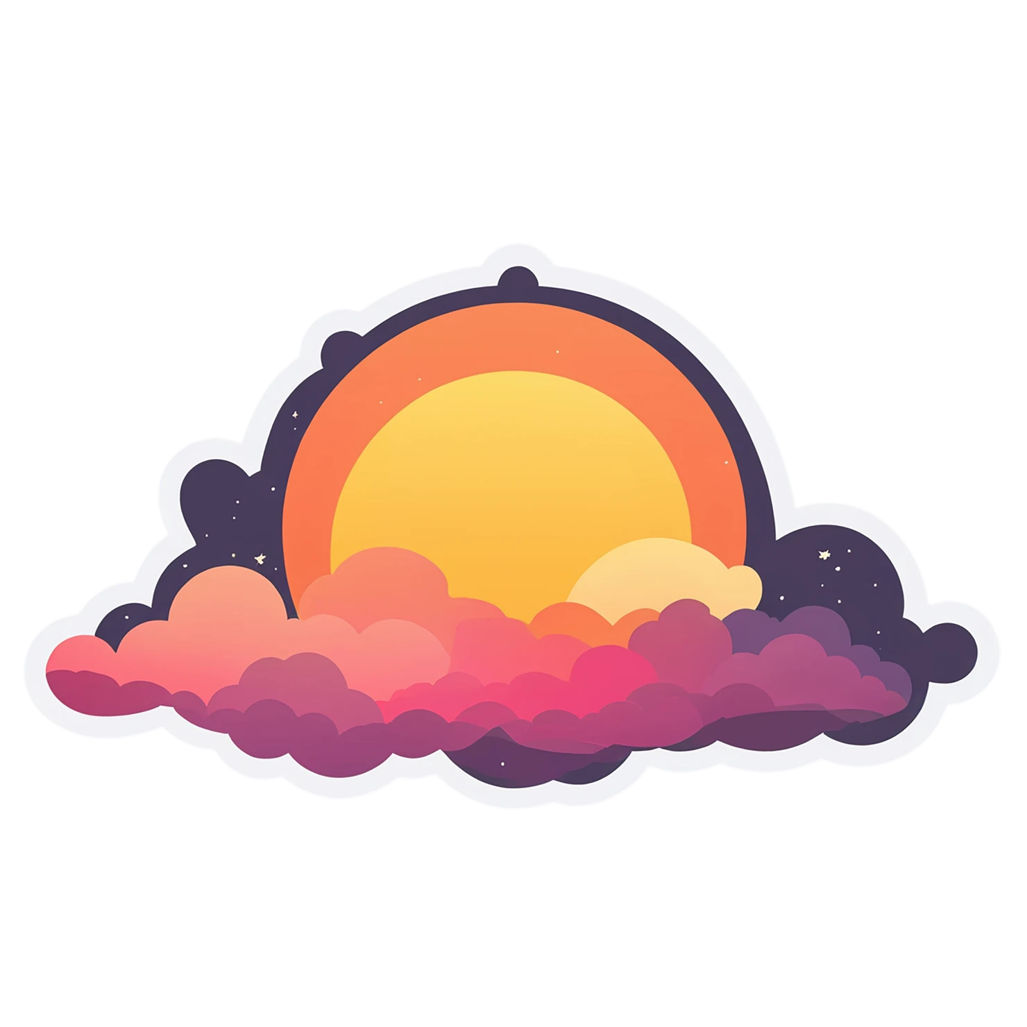 Sunset cute sticker isolated on transparent background #22163