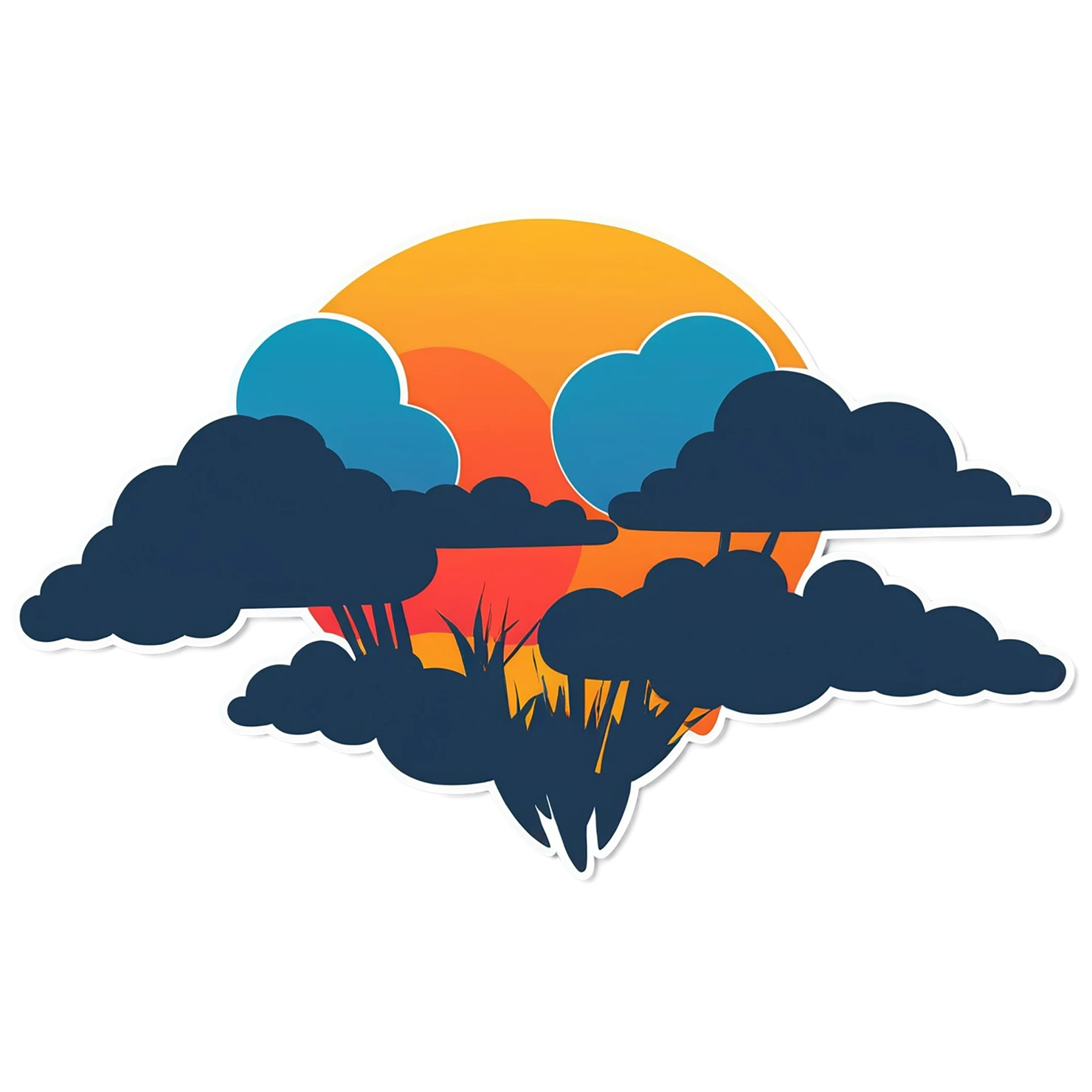 Sunset cute sticker isolated on transparent background #22165