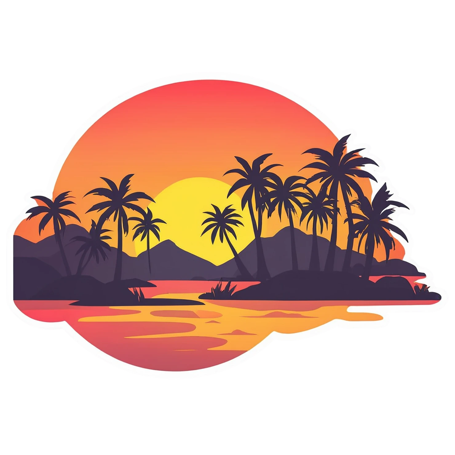 Sunset cute sticker isolated on transparent background #22171