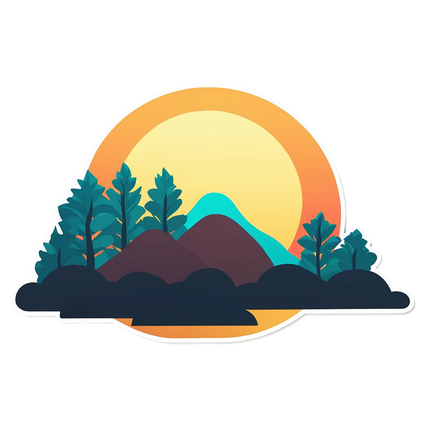 Sunset cute sticker isolated on transparent background #22173