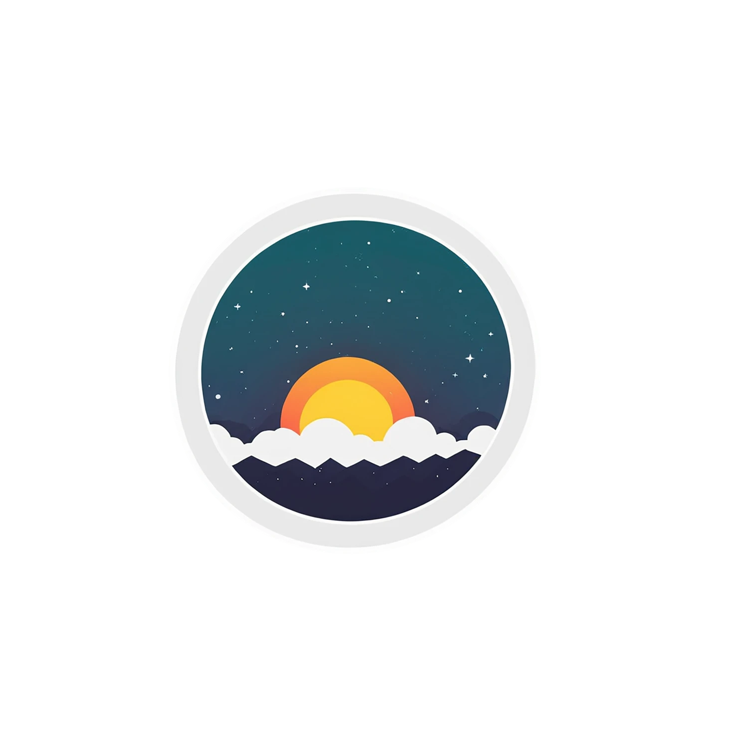 Sunset cute sticker isolated on transparent background #22174