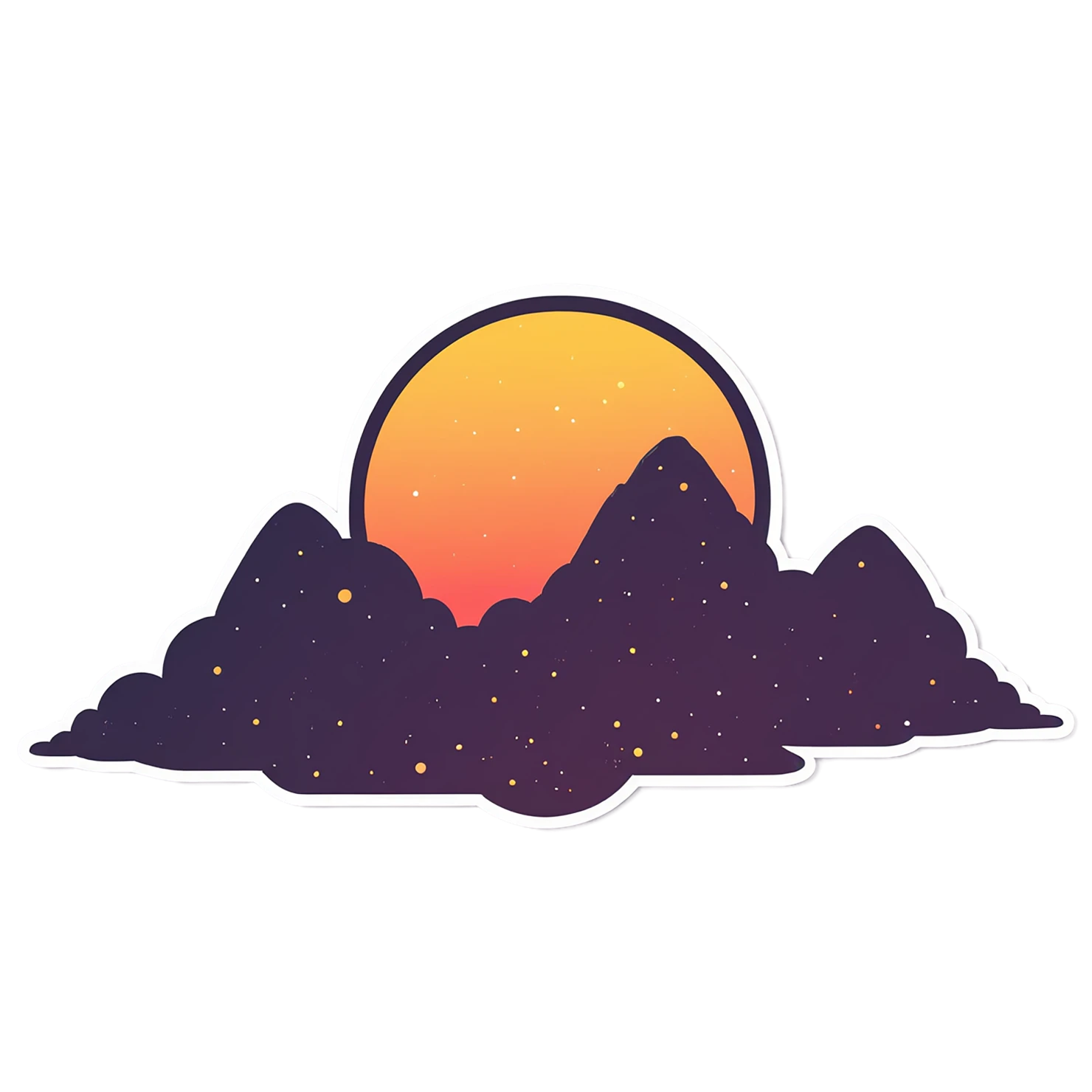 Sunset cute sticker isolated on transparent background #22183