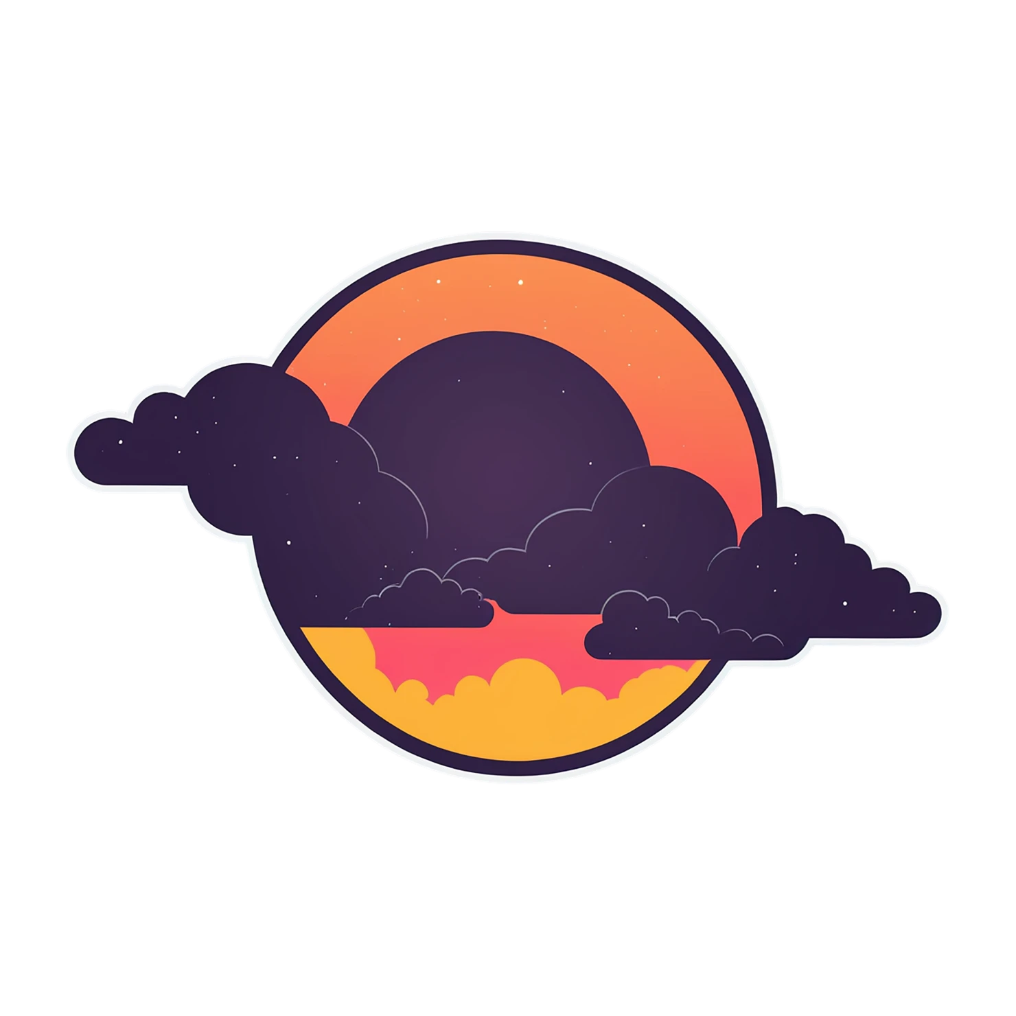 Sunset cute sticker isolated on transparent background #22196