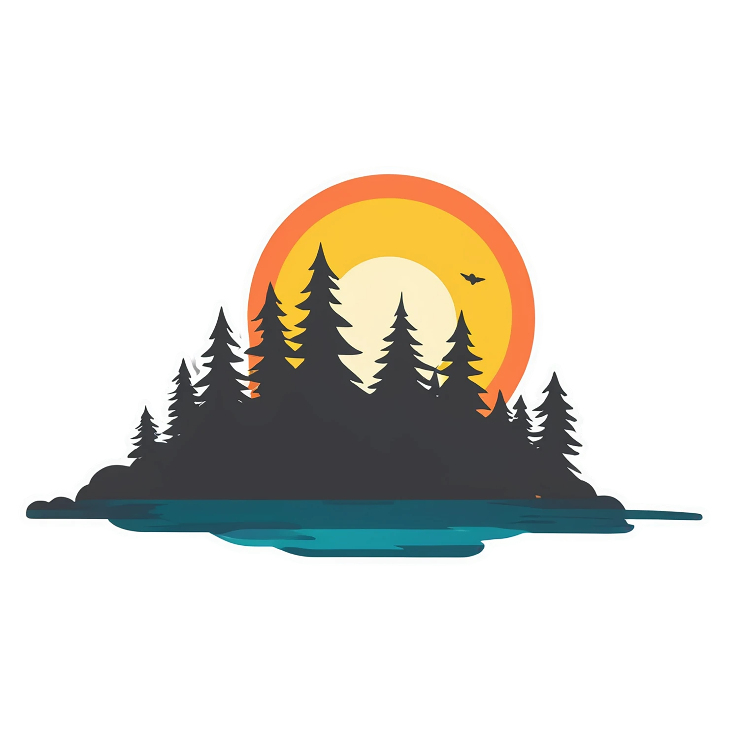 Sunset cute sticker isolated on transparent background #22198