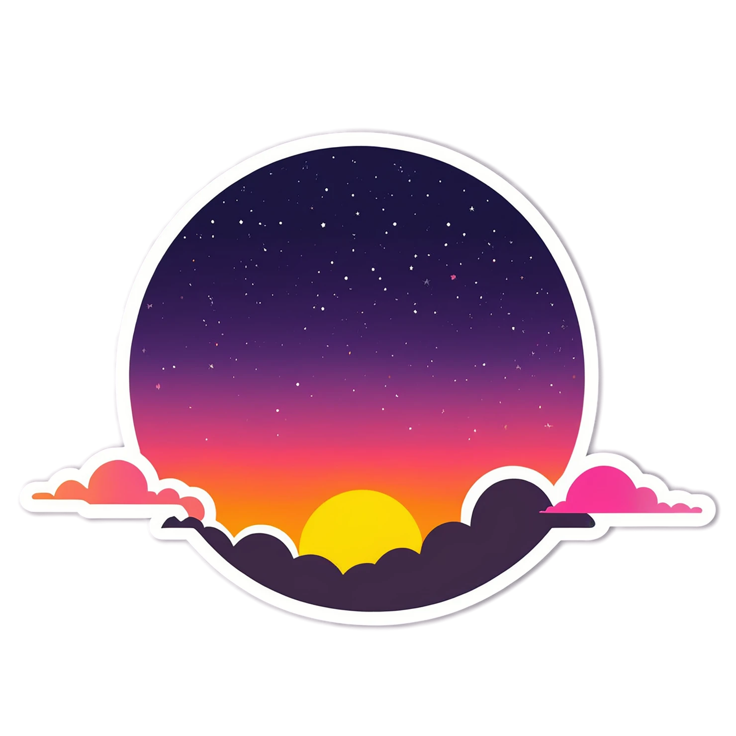 Sunset cute sticker isolated on transparent background #22204