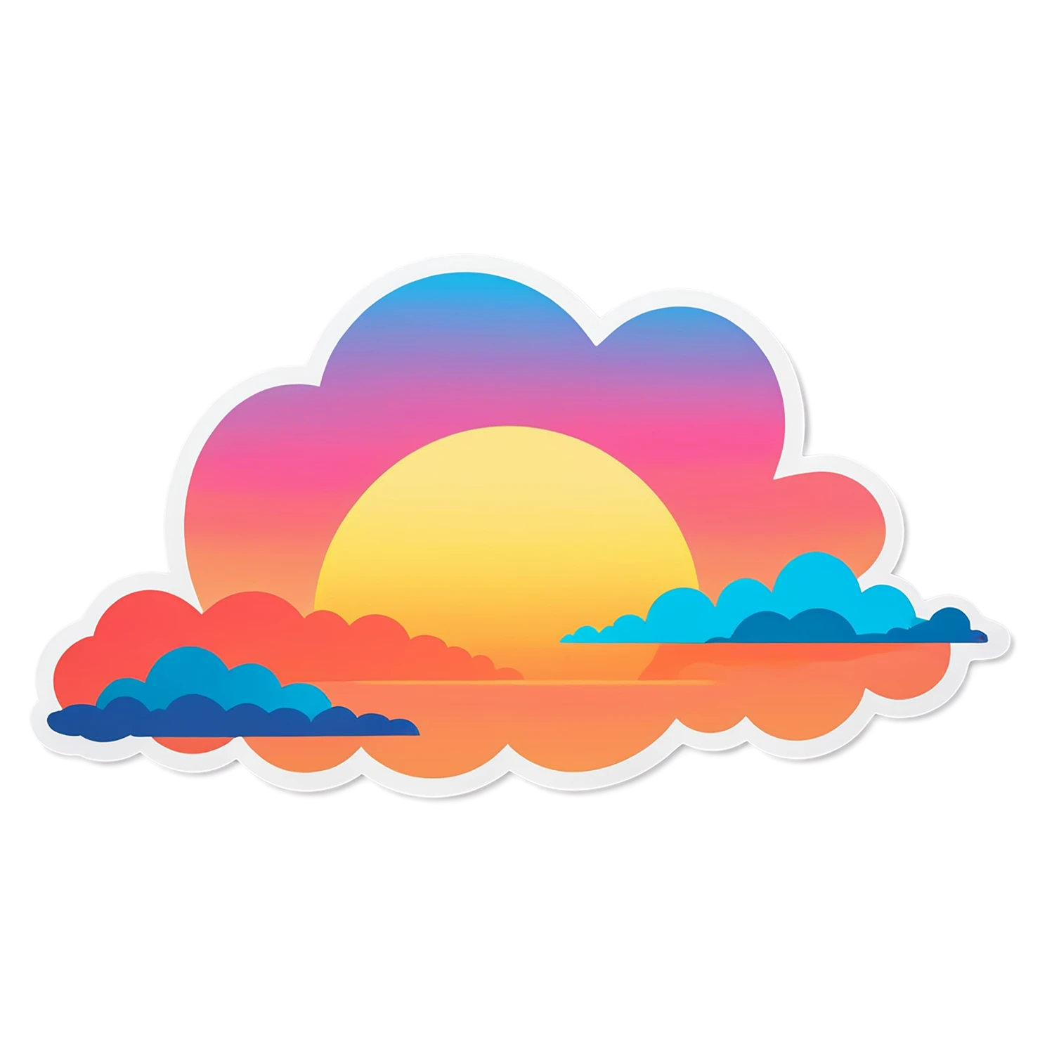 Sunset cute sticker isolated on transparent background #22207