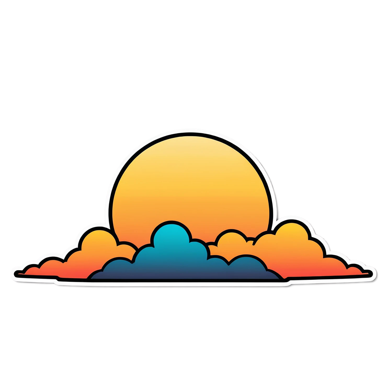 Sunset cute sticker isolated on transparent background #22212