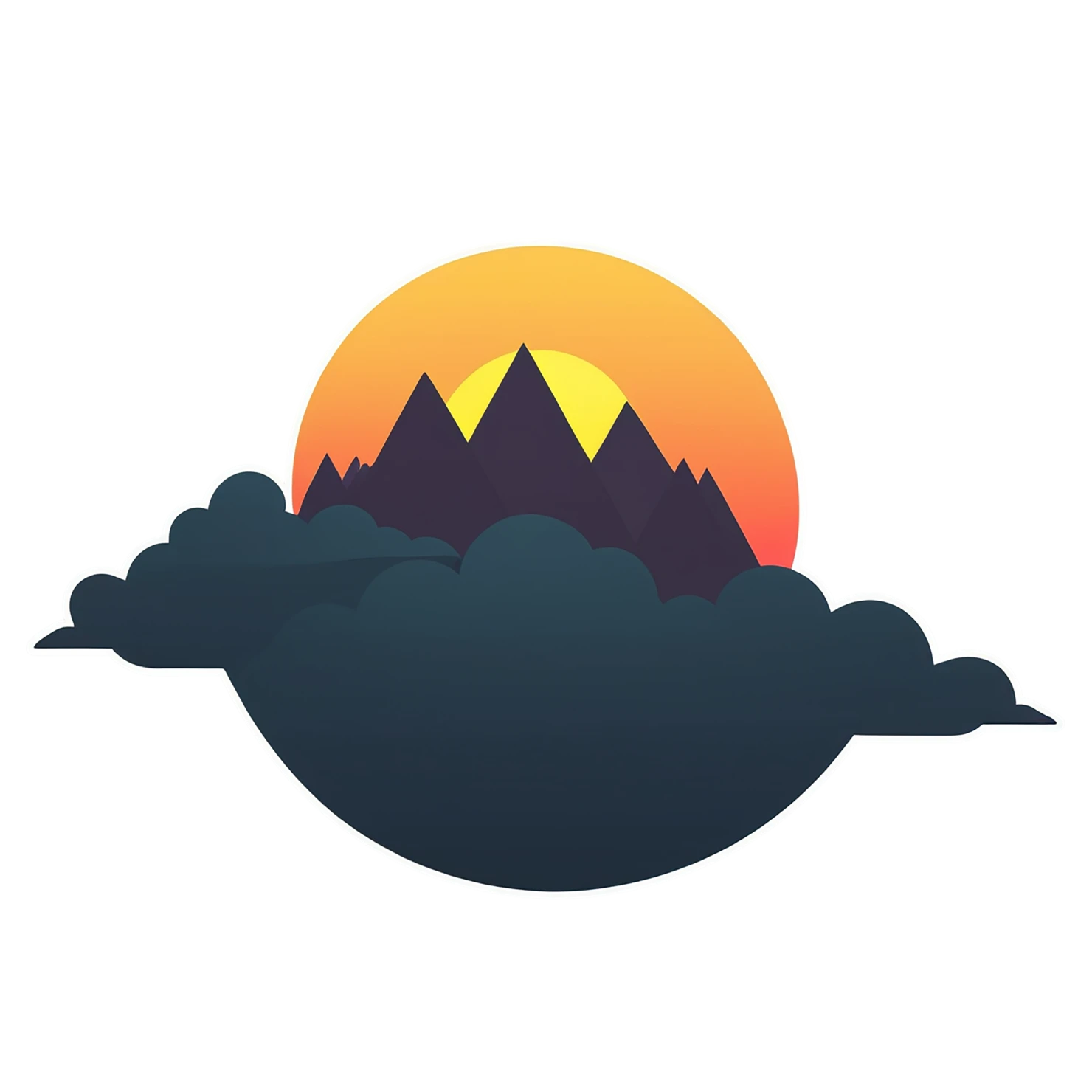 Sunset cute sticker isolated on transparent background #22213