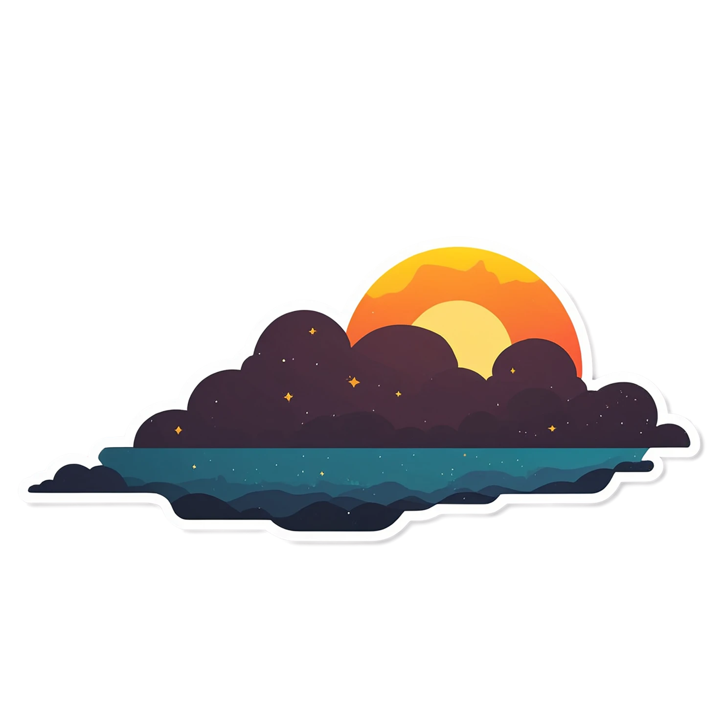 Sunset cute sticker isolated on transparent background #22214
