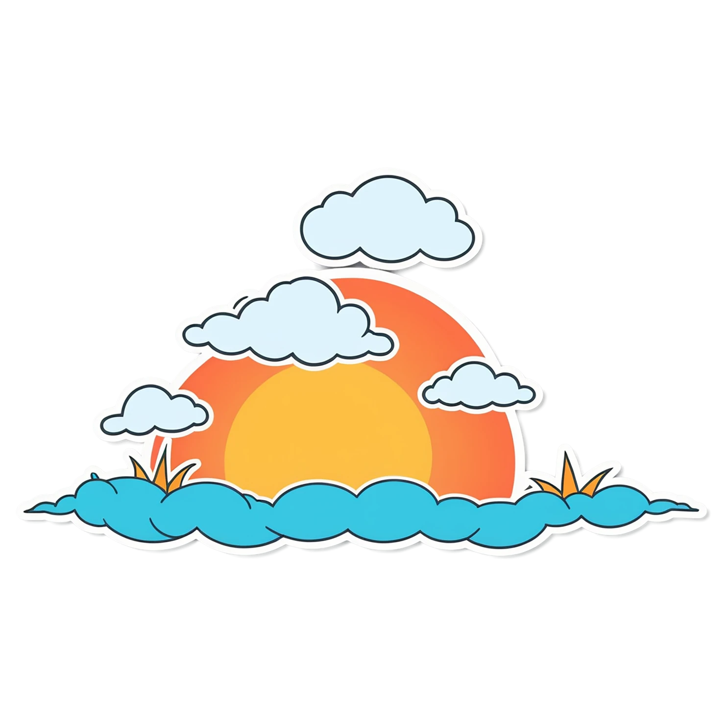 Sunset cute sticker isolated on transparent background #22215