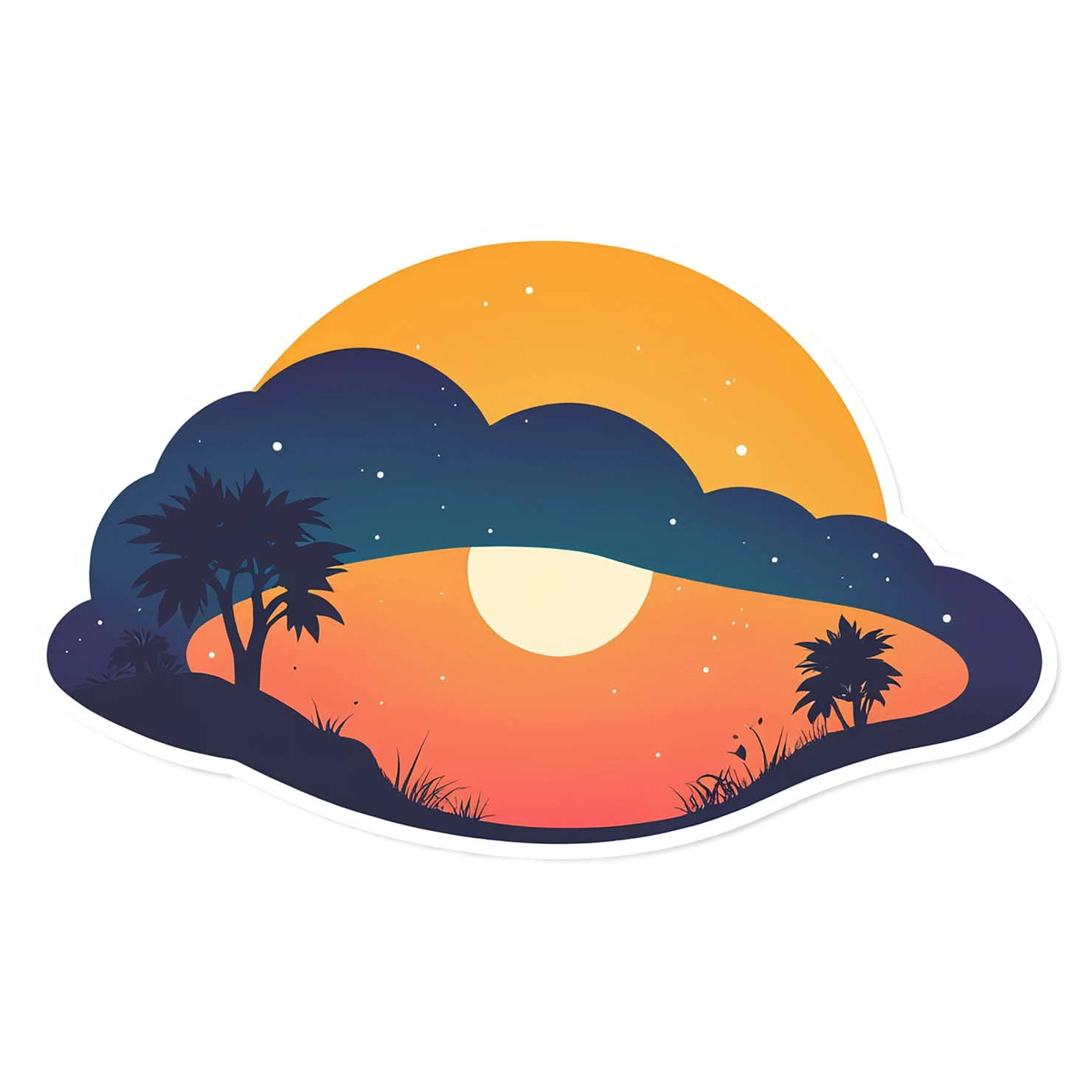 Sunset cute sticker isolated on transparent background #22218