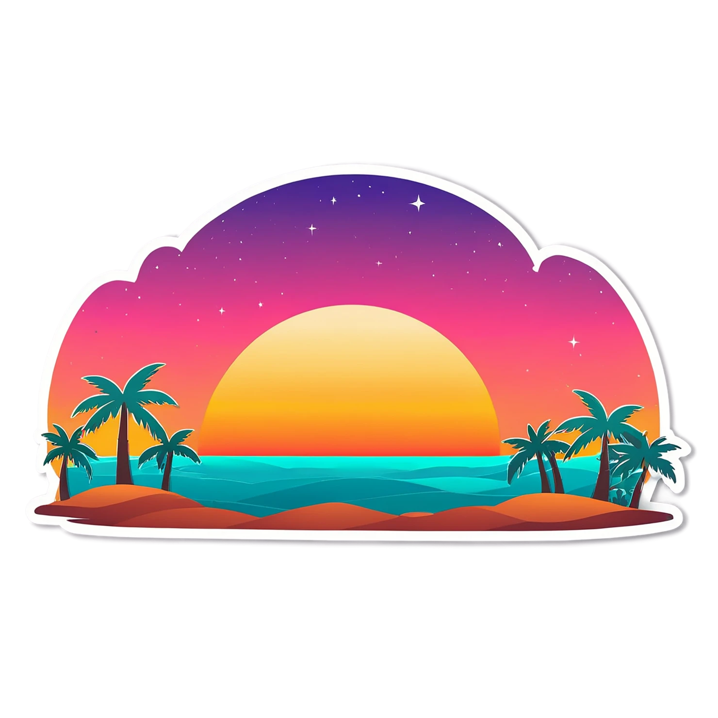 Sunset cute sticker isolated on transparent background #22220