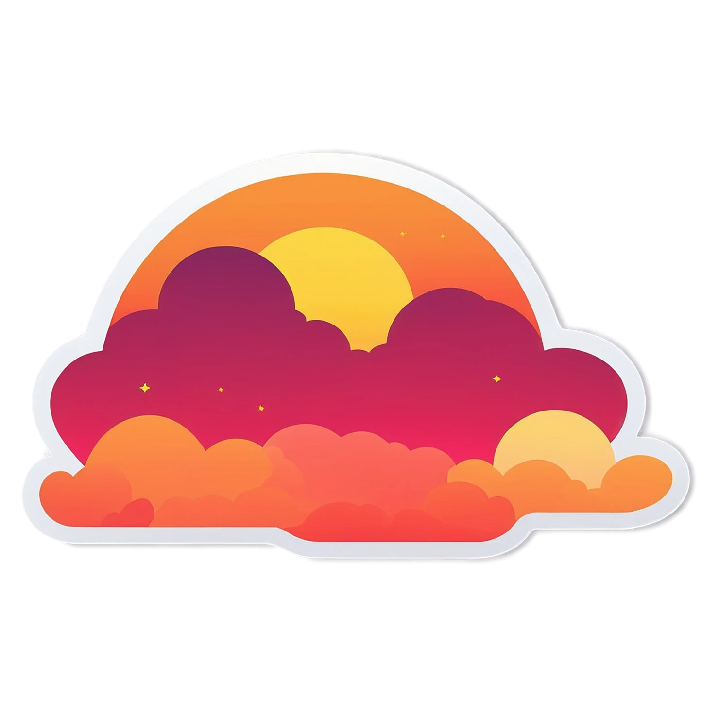 Sunset cute sticker isolated on transparent background #22223