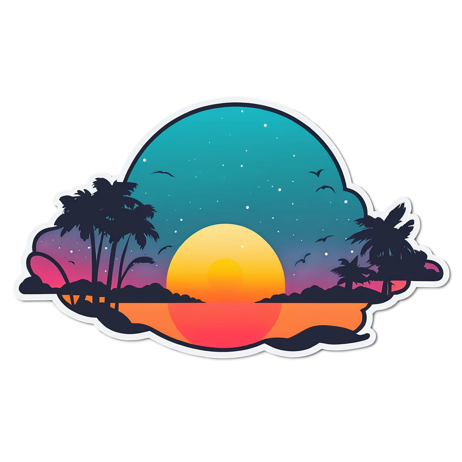 Sunset cute sticker isolated on transparent background #22226