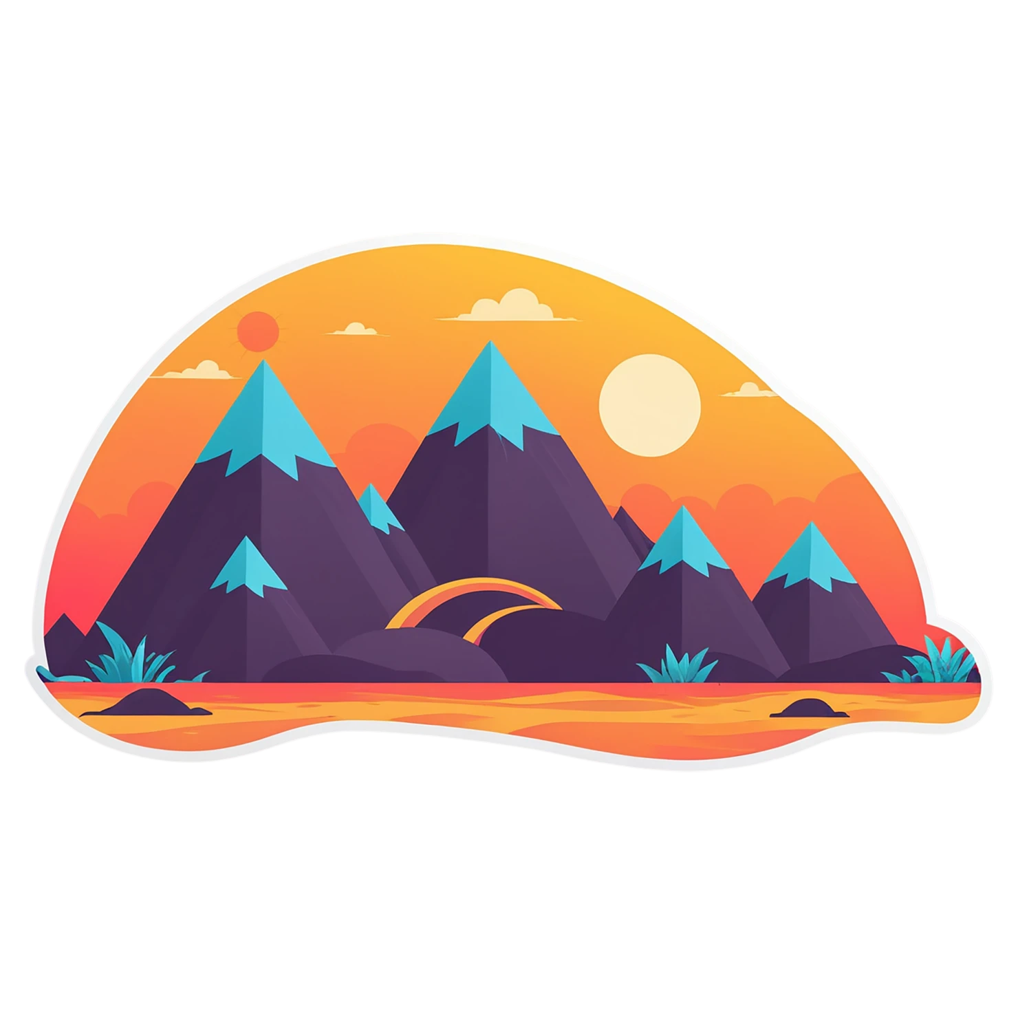 Sunset cute sticker isolated on transparent background #22227