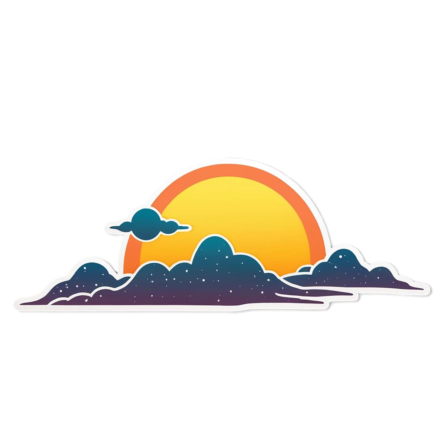 Sunset cute sticker isolated on transparent background #22233