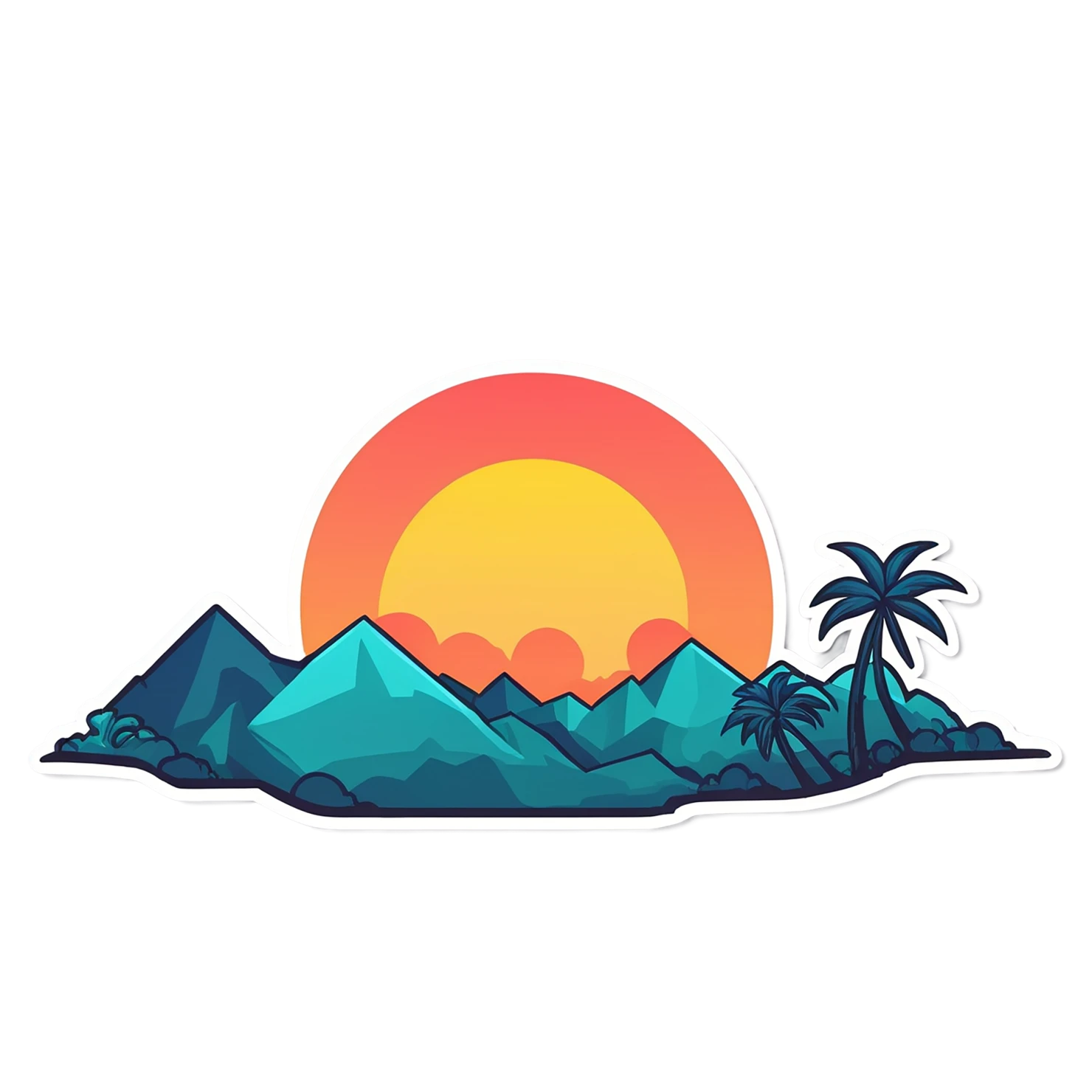 Sunset cute sticker isolated on transparent background #22234