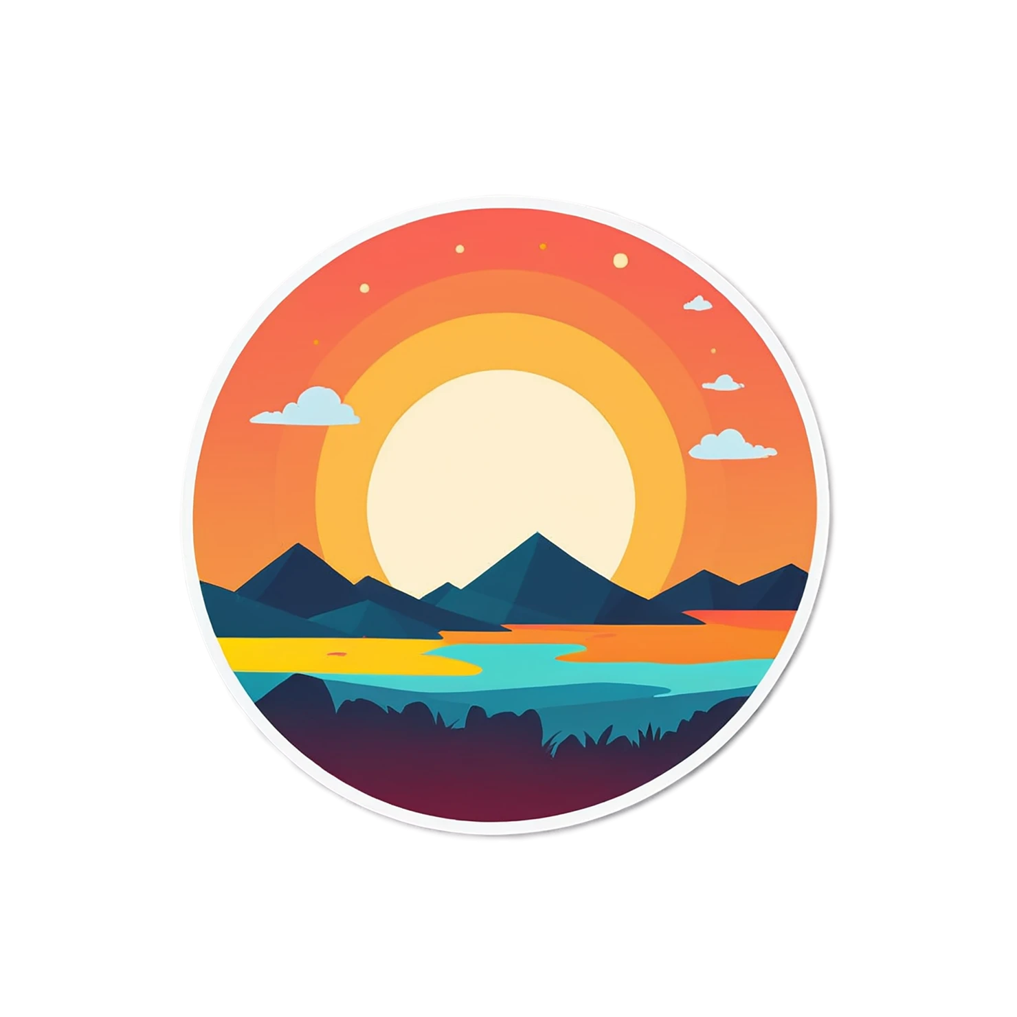 Sunset cute sticker isolated on transparent background #22237