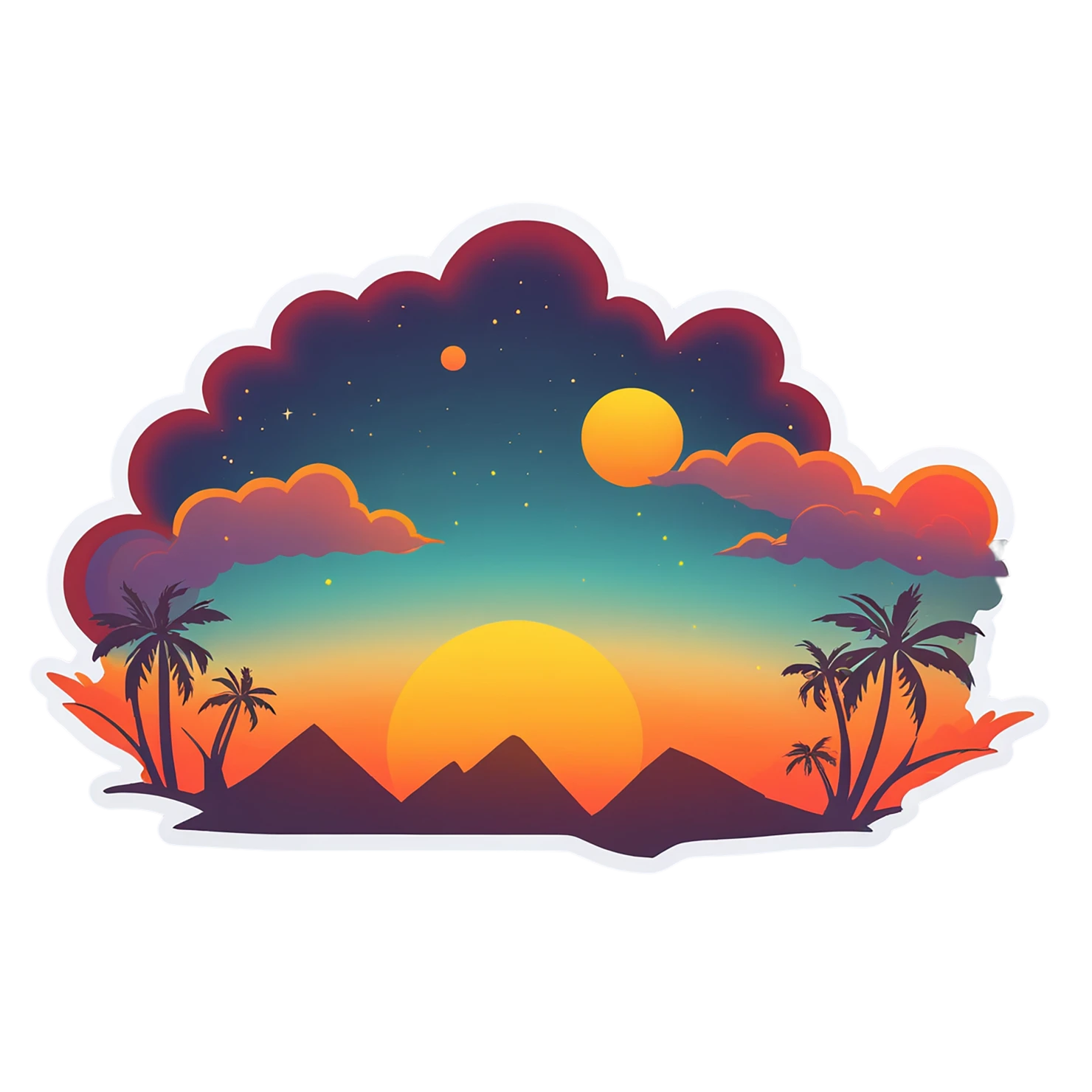 Sunset cute sticker isolated on transparent background #22239