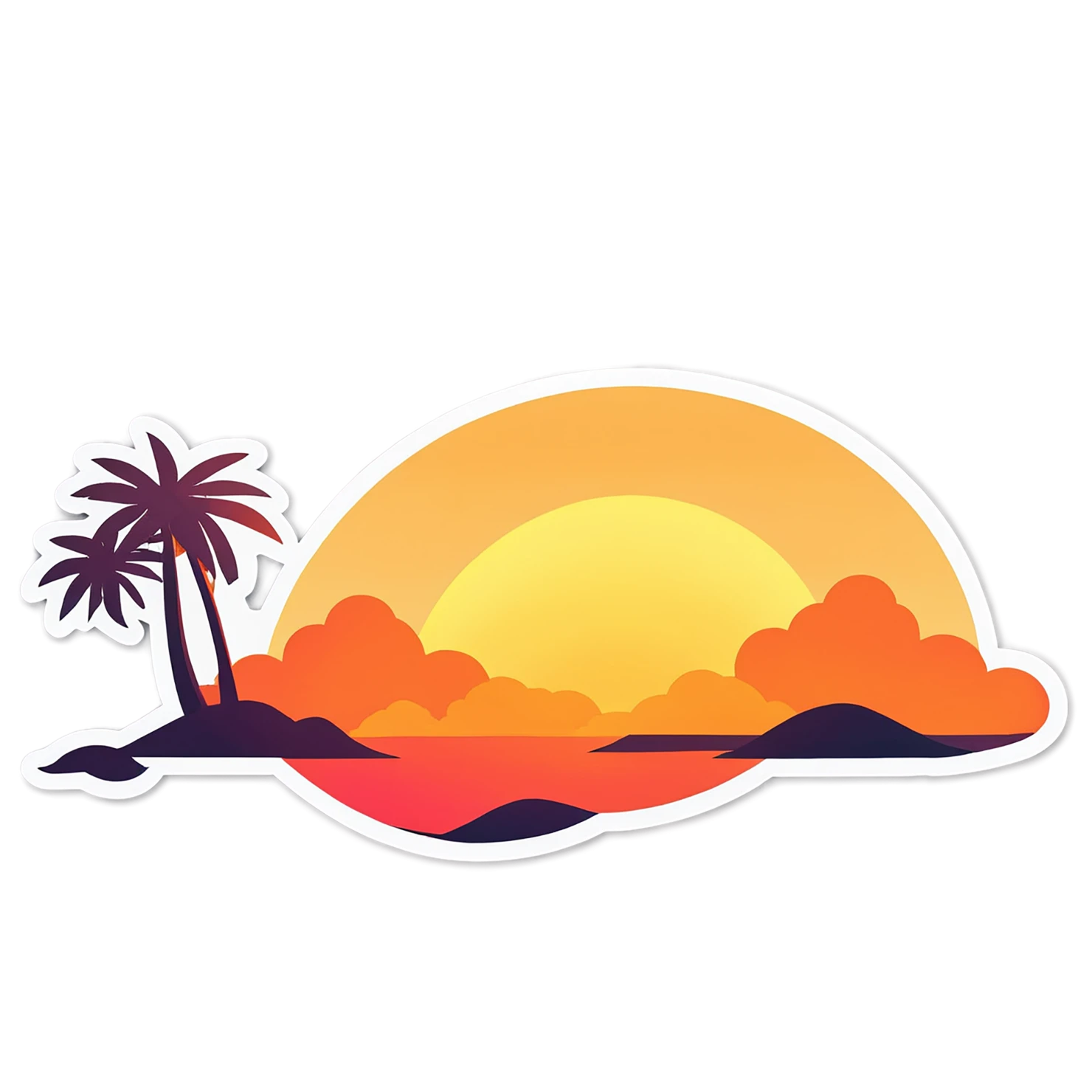 Sunset cute sticker isolated on transparent background #22240