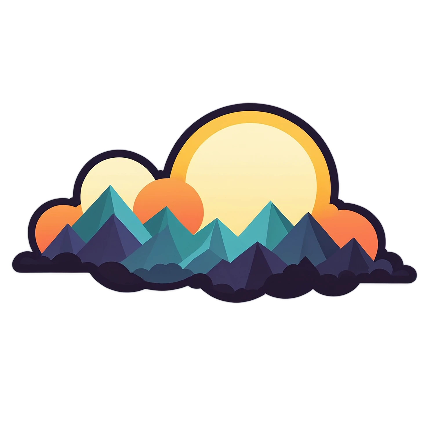 Sunset cute sticker isolated on transparent background #22242