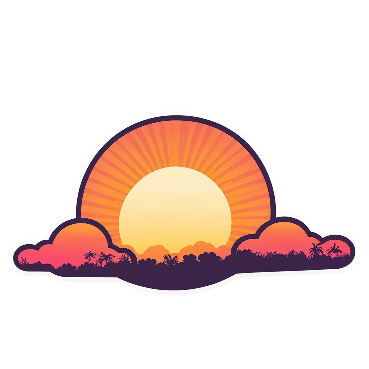 Sunset cute sticker isolated on transparent background #22243