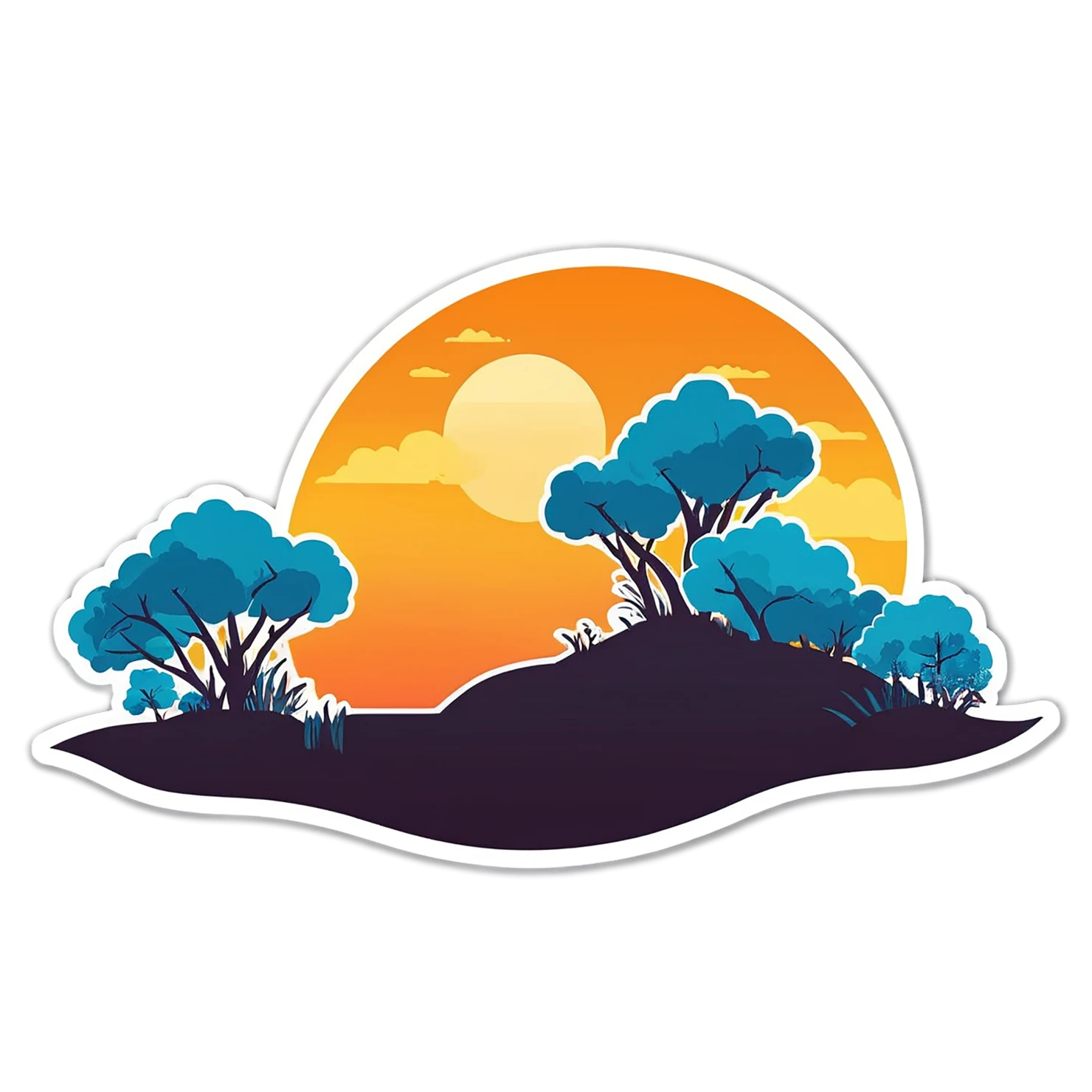 Sunset cute sticker isolated on transparent background #22244