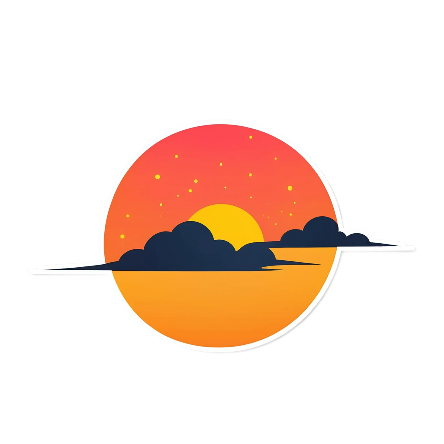 Sunset cute sticker isolated on transparent background #22245