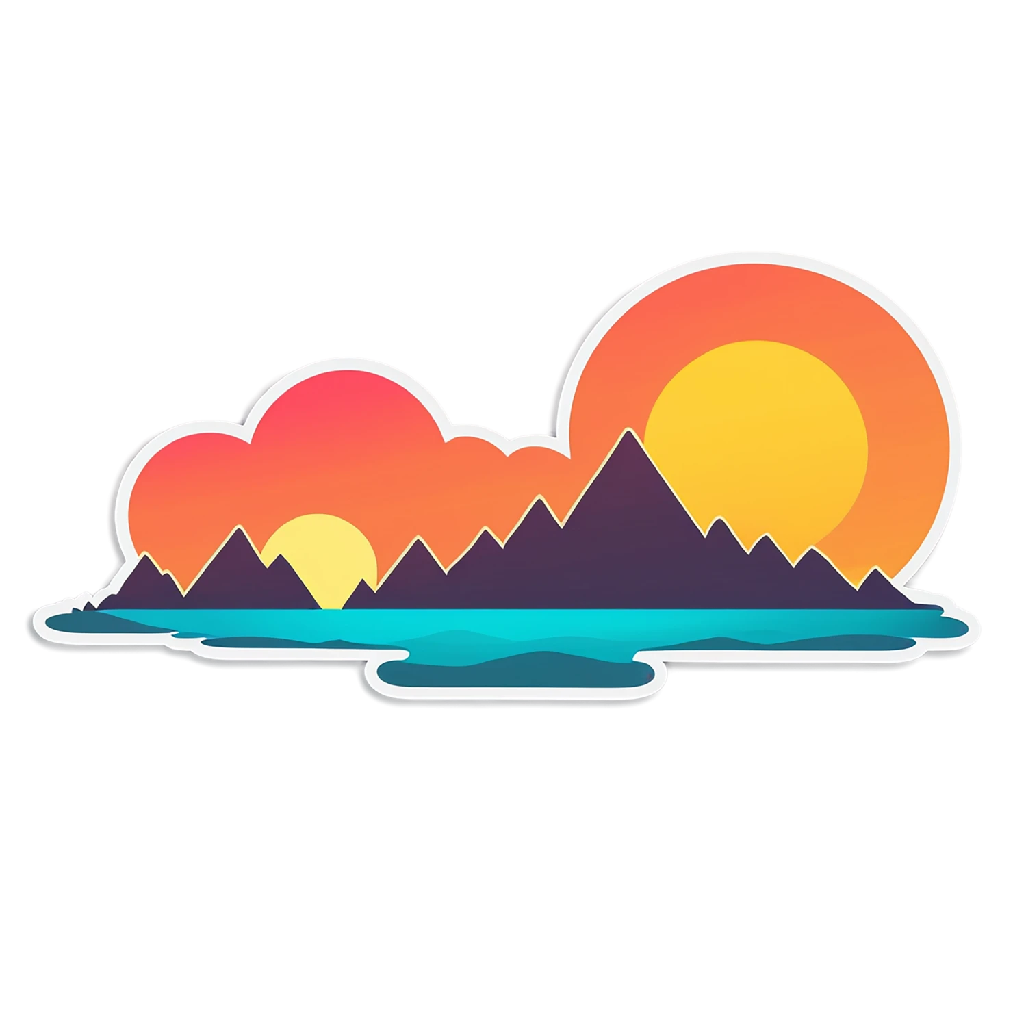 Sunset cute sticker isolated on transparent background #22247