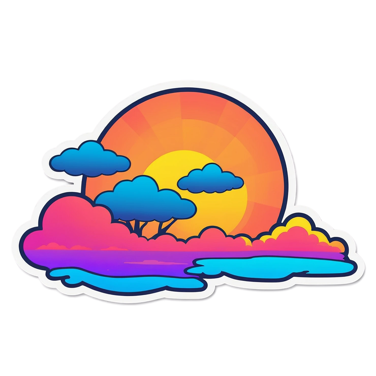 Sunset cute sticker isolated on transparent background #22250