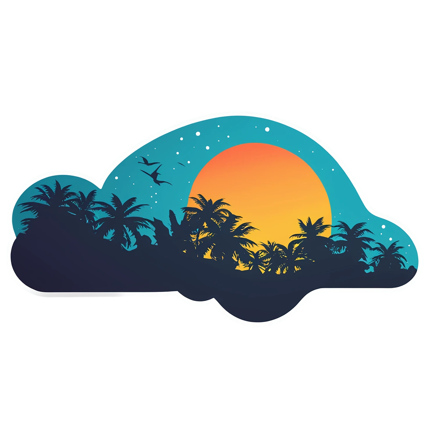 Sunset cute sticker isolated on transparent background #22252