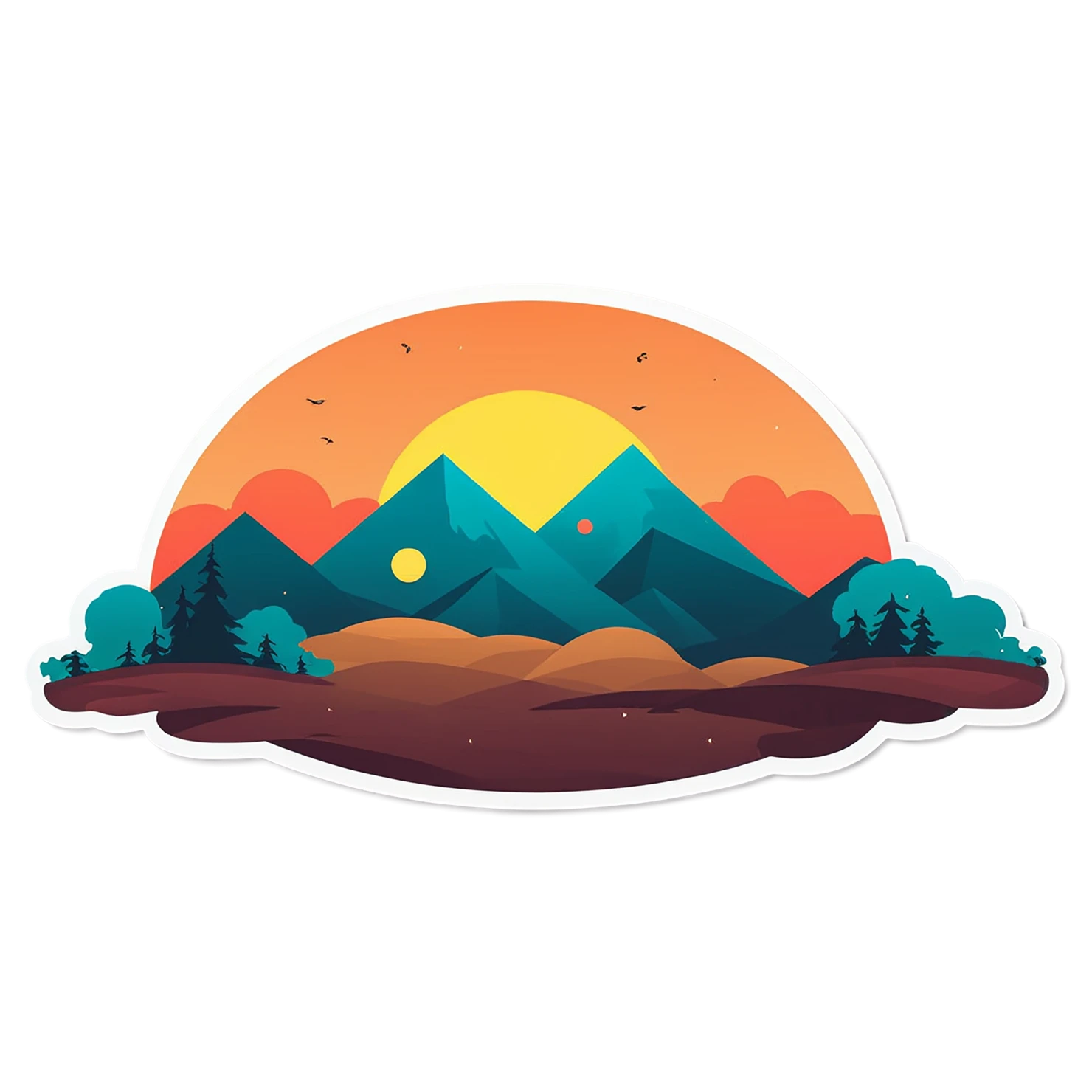 Sunset cute sticker isolated on transparent background #22254