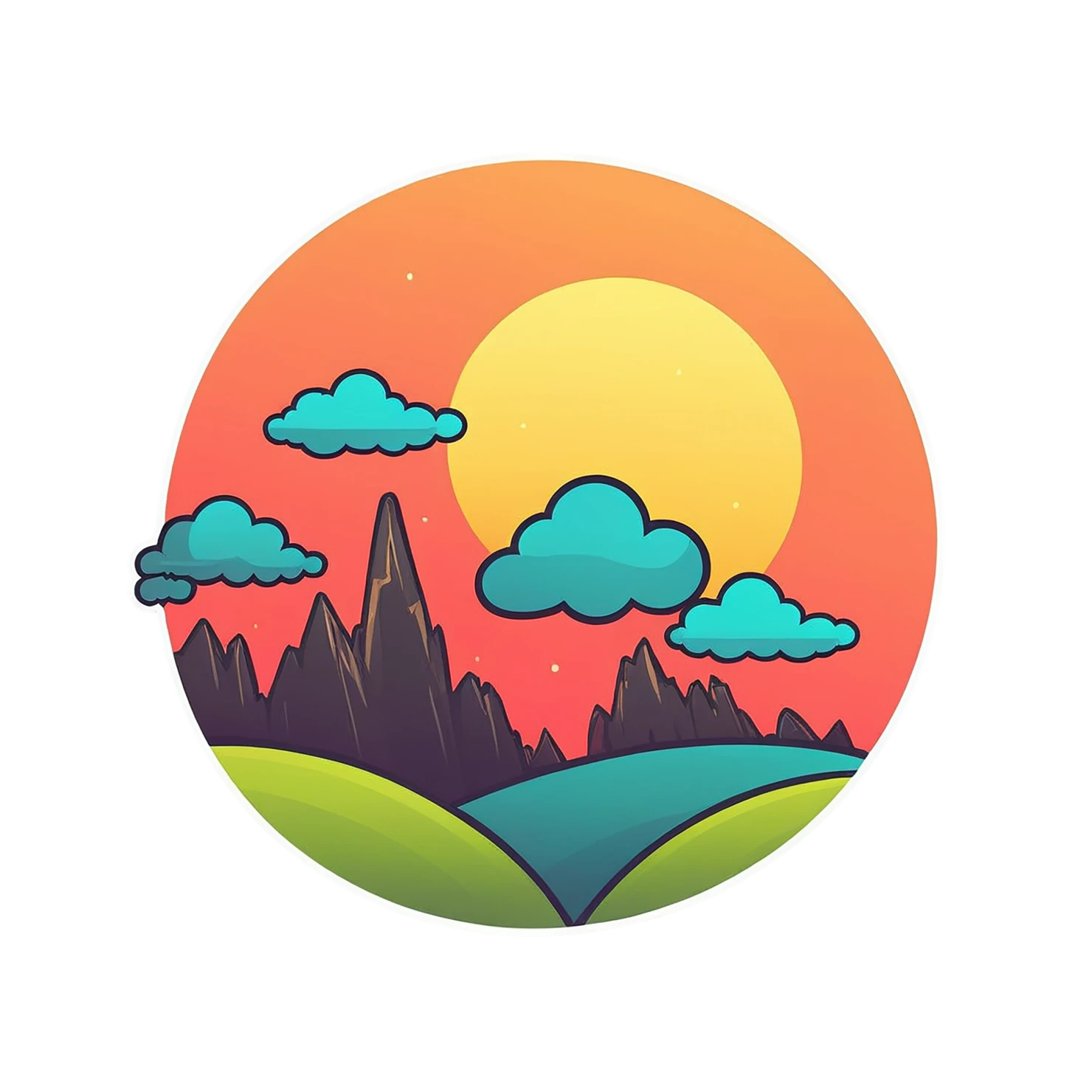Sunset cute sticker isolated on transparent background #22259