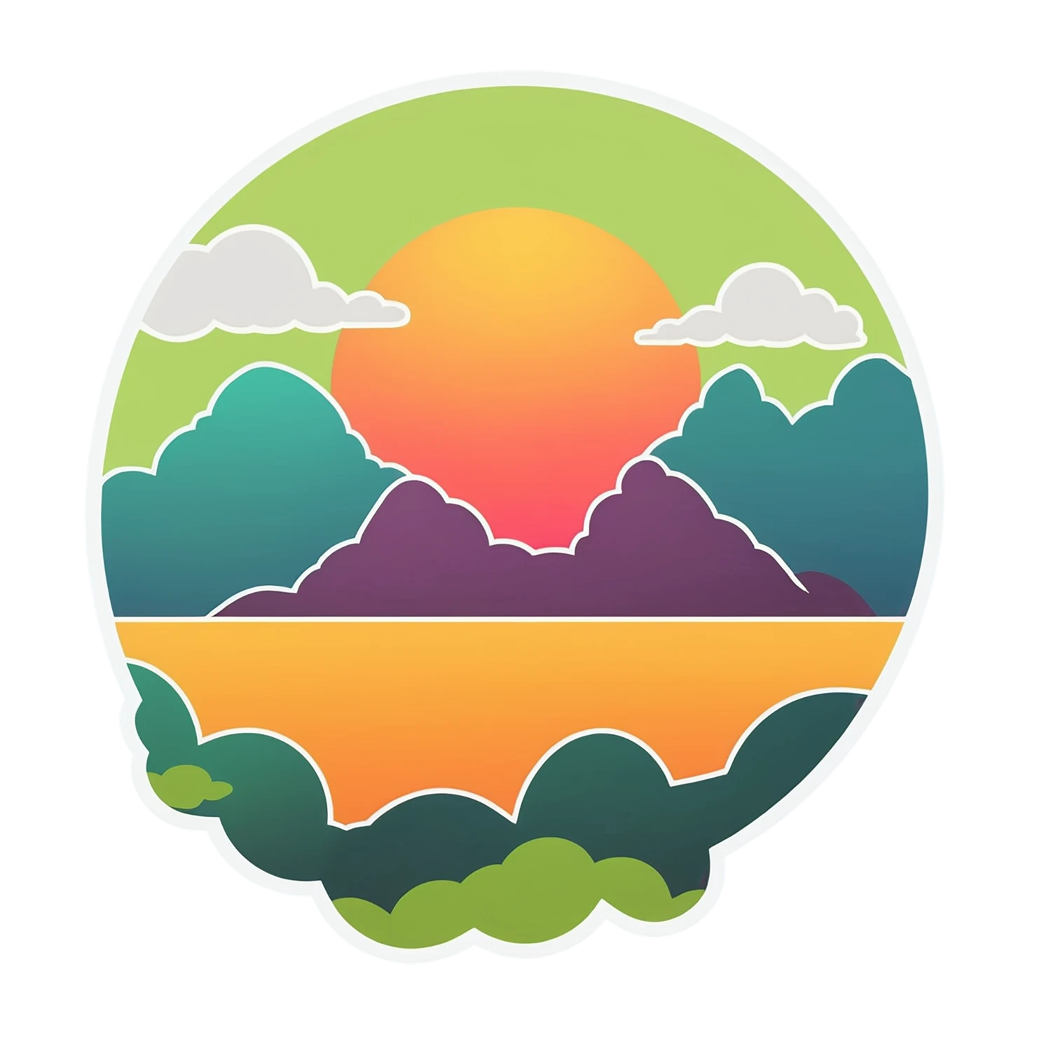Sunset cute sticker isolated on transparent background #22260