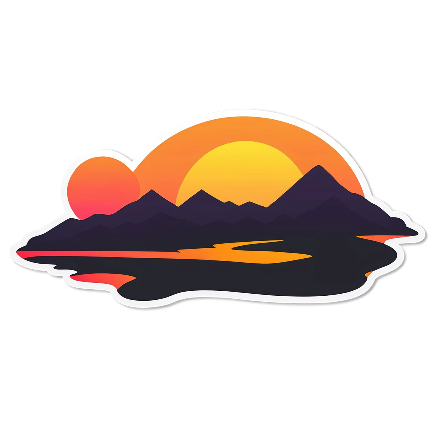 Sunset cute sticker isolated on transparent background #22262